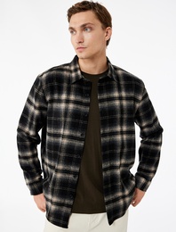 Regular Fit Uzun Kollu Düğmeli Klasik Yaka Oduncu Gömleği