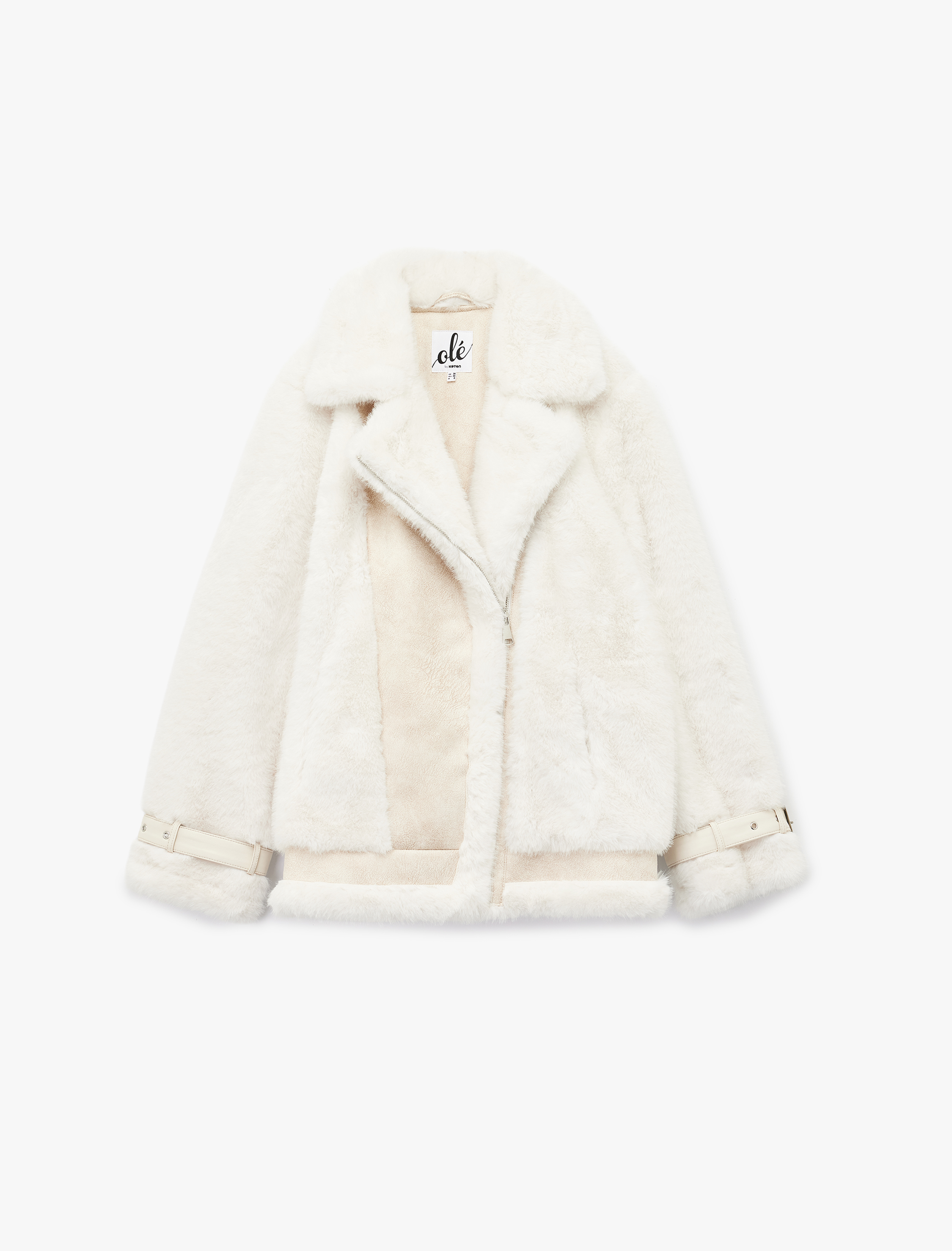   Fermuarlı Süet Görünümlü Suni Kürk Biker Ceket