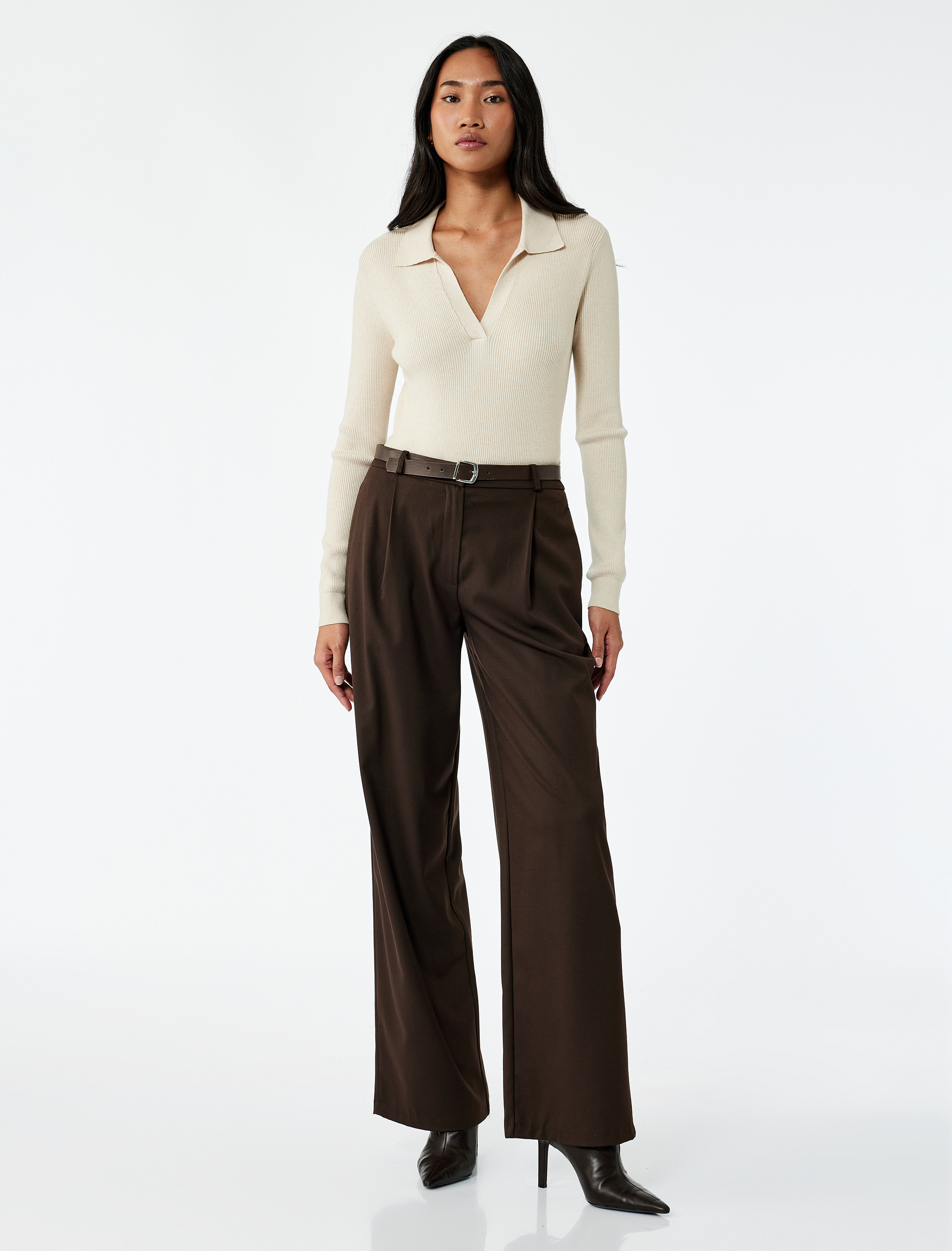   Uzun Kollu Polo Yaka Triko Kazak