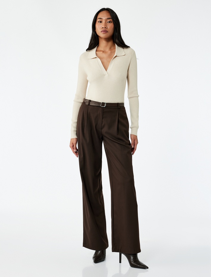  Uzun Kollu Polo Yaka Triko Kazak