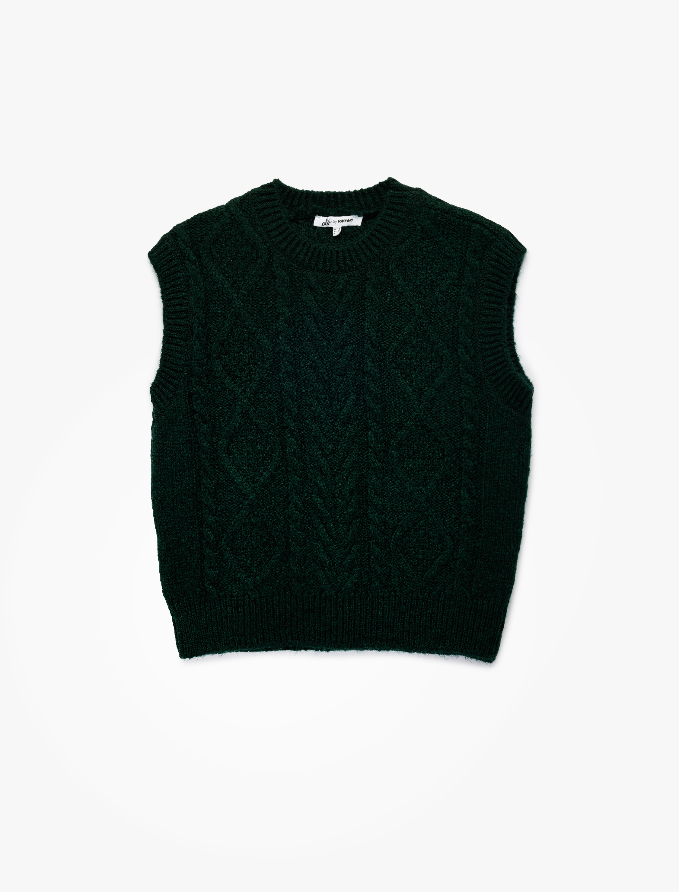   Saç Örgüsü Dokulu Kolsuz Bisiklet Yaka Triko Süveter