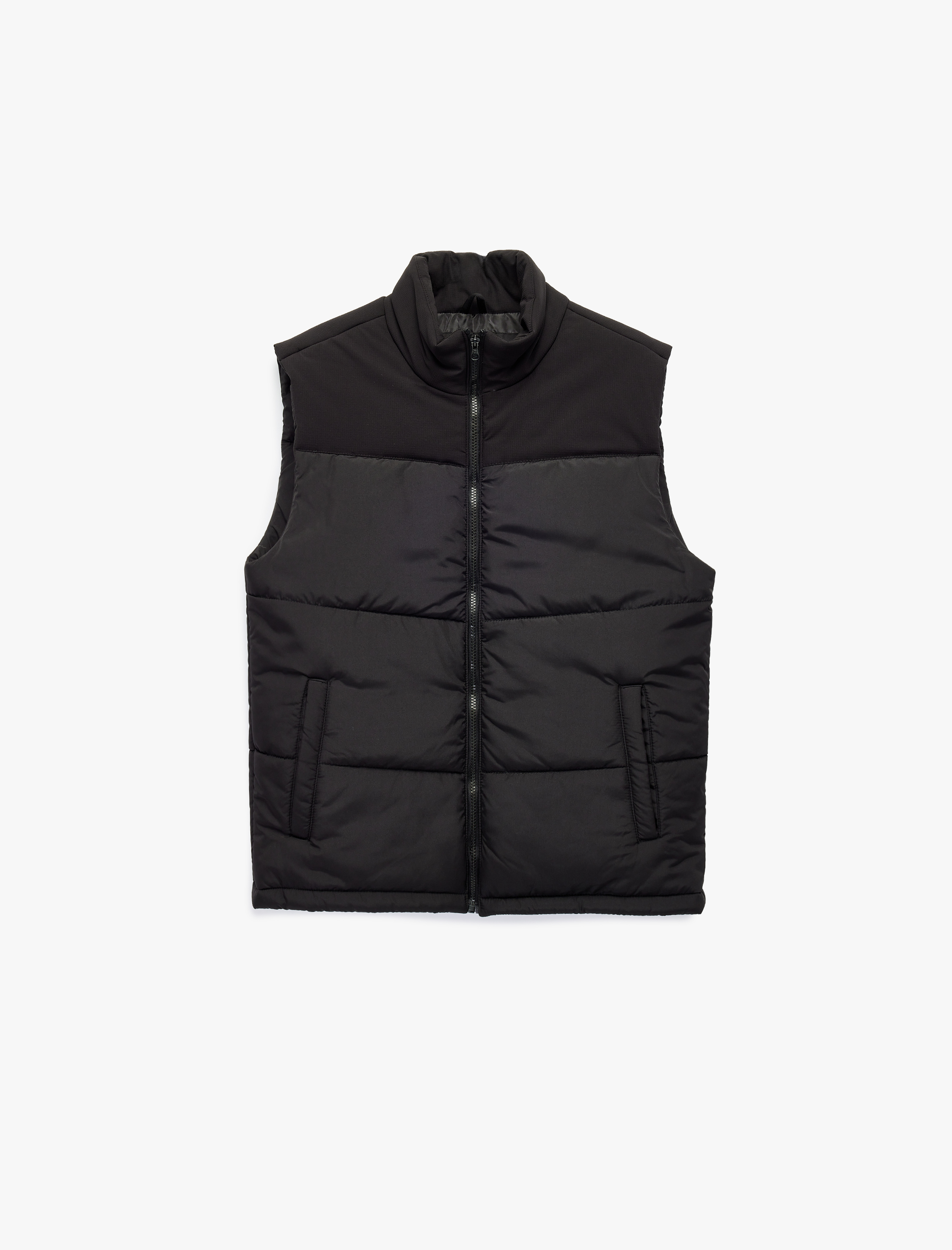   Fermuarlı Cep Detaylı Slim Fit Dik Yaka Kolsuz Şişme Yelek