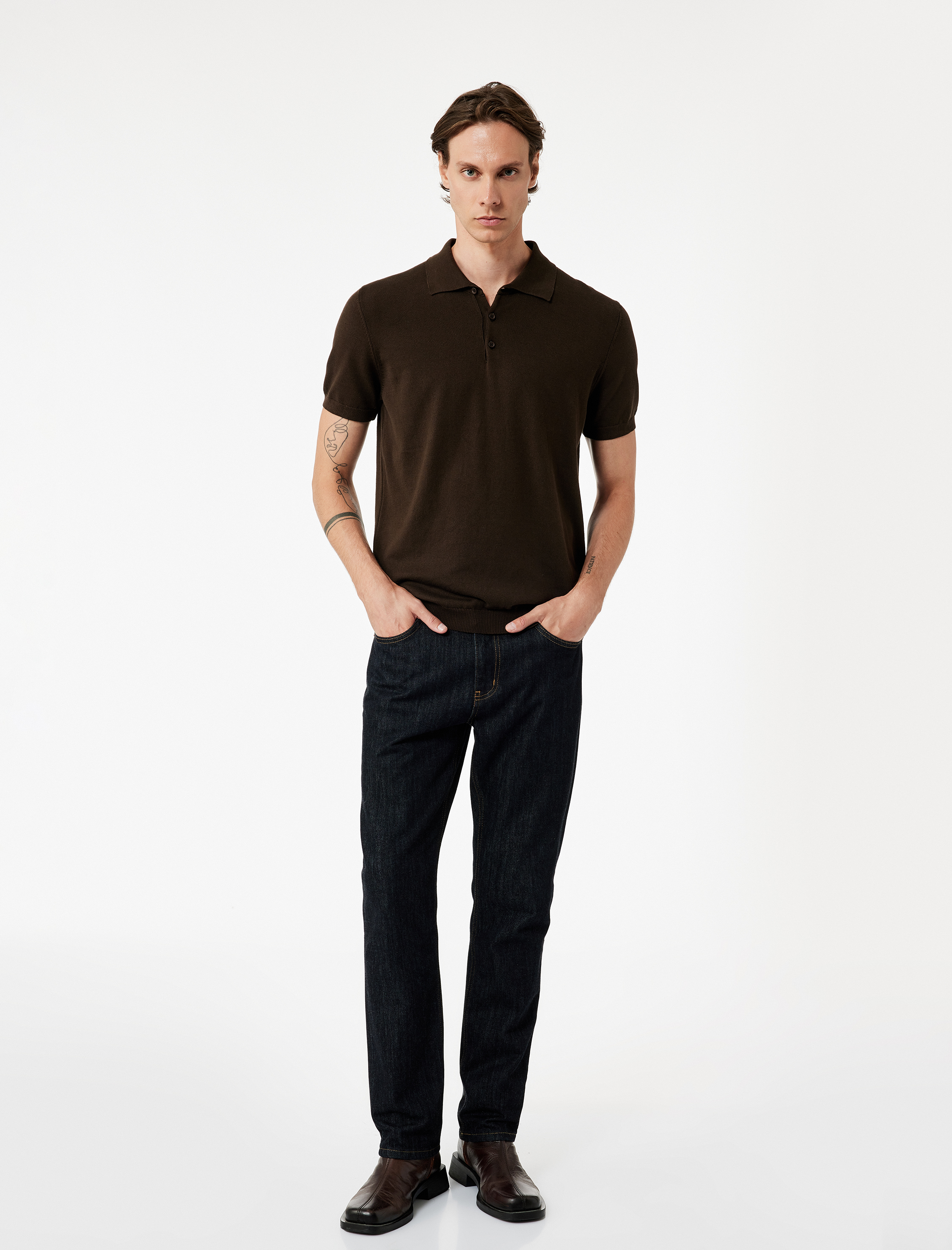   Regular Fit Düğmeli Polo Yaka Pamuklu Kısa Kollu Triko Tişört