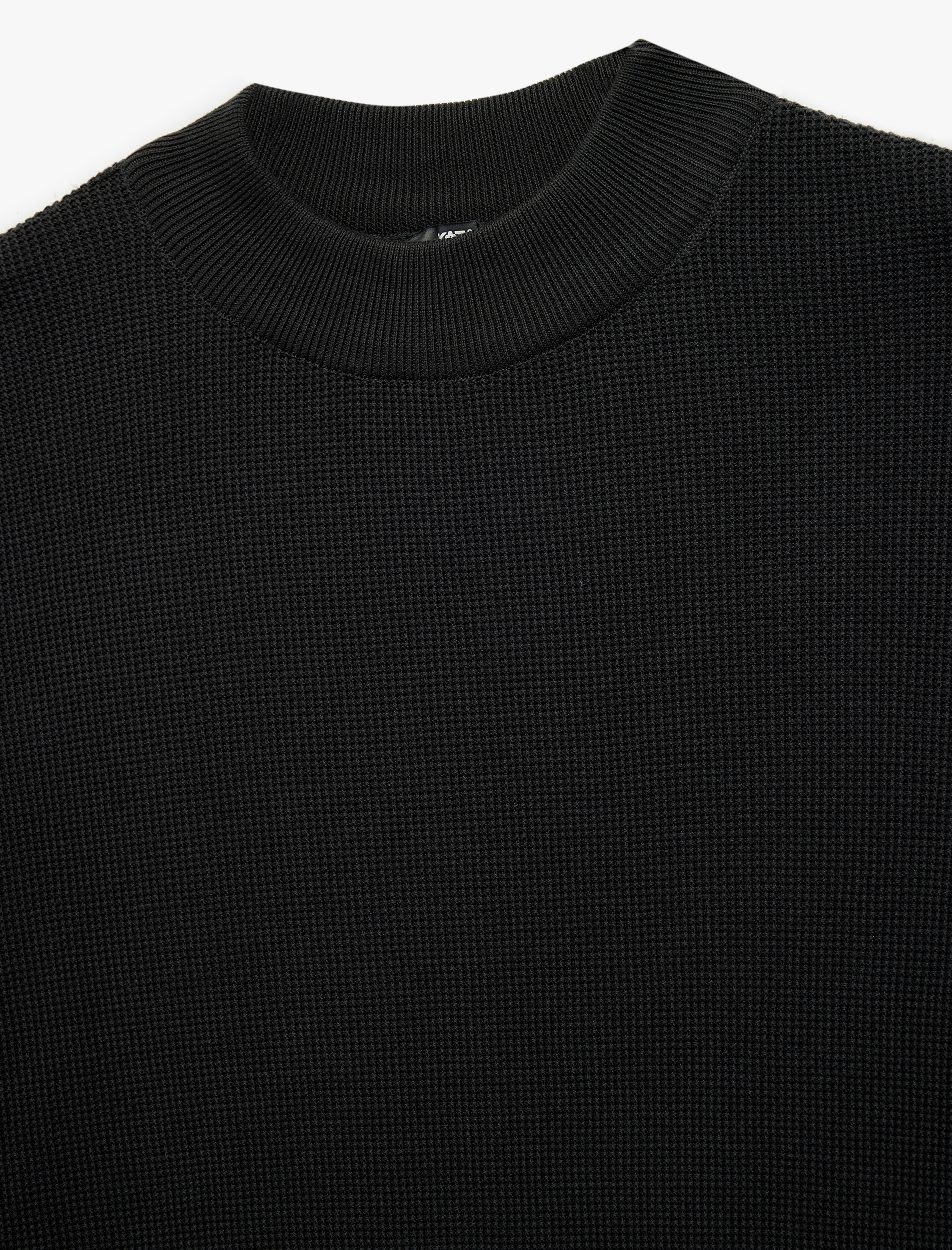   Regular Fit Uzun Kollu Dokulu Pamuklu Dik Yaka Kışlık Triko Kazak