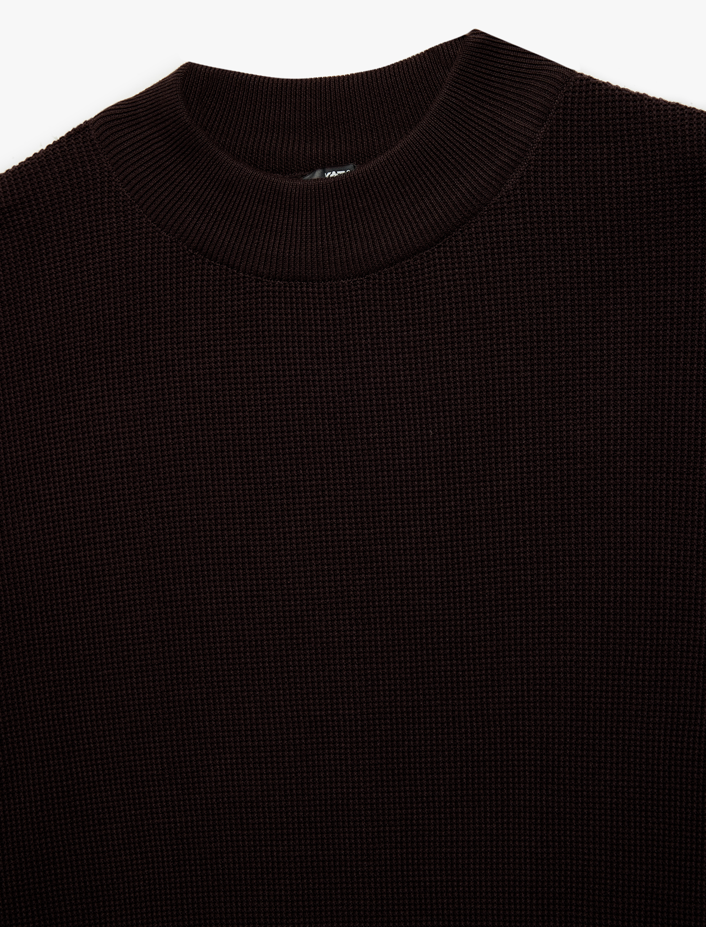   Regular Fit Uzun Kollu Dokulu Pamuklu Dik Yaka Kışlık Triko Kazak