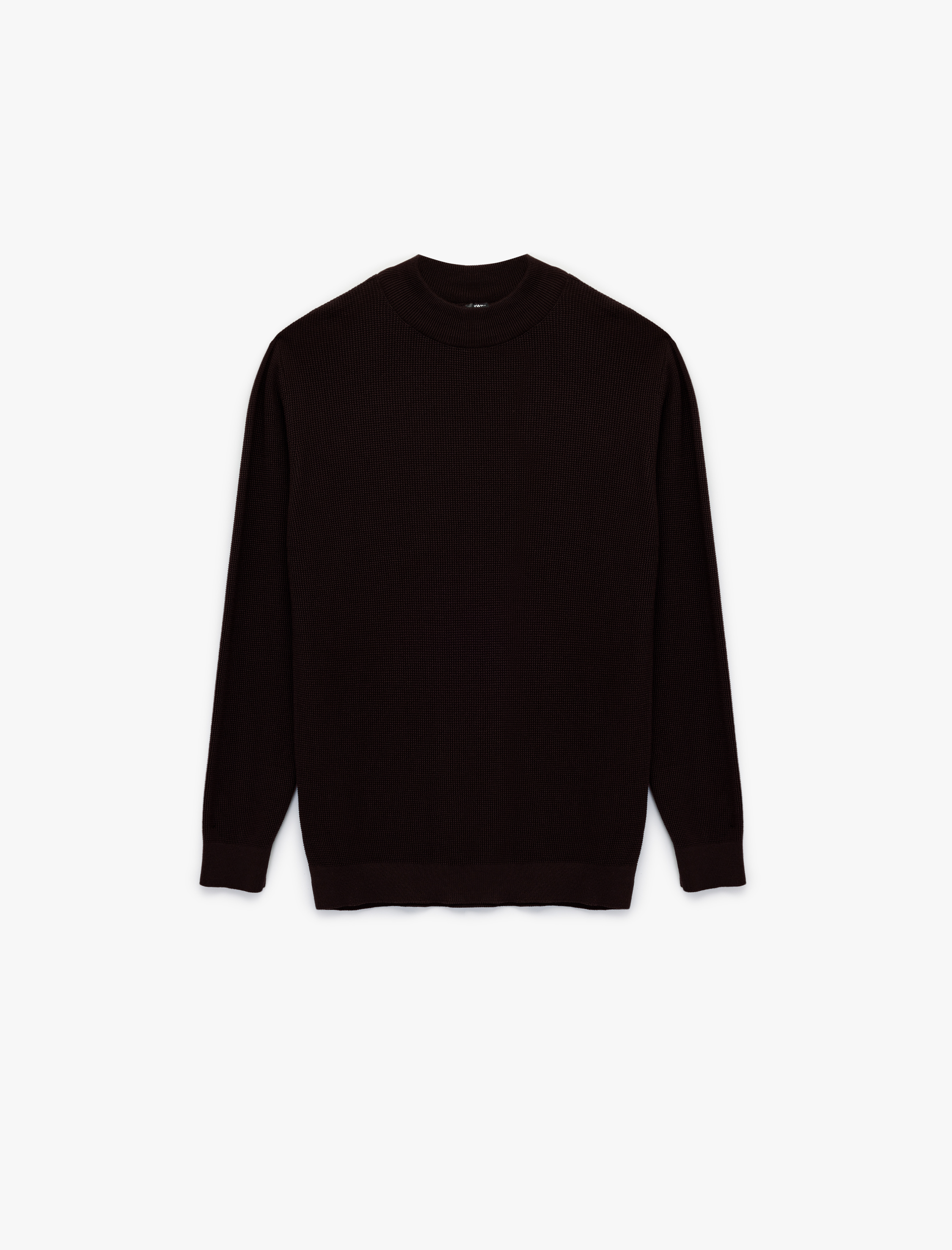   Regular Fit Uzun Kollu Dokulu Pamuklu Dik Yaka Kışlık Triko Kazak