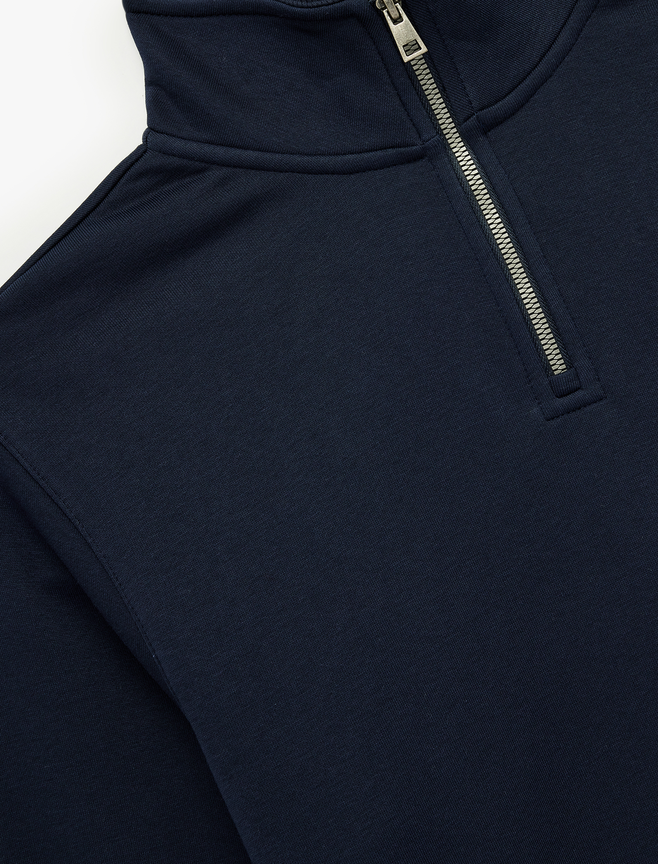   Uzun Kollu Şardonlu Basic Yarım Fermuarlı Sweatshirt