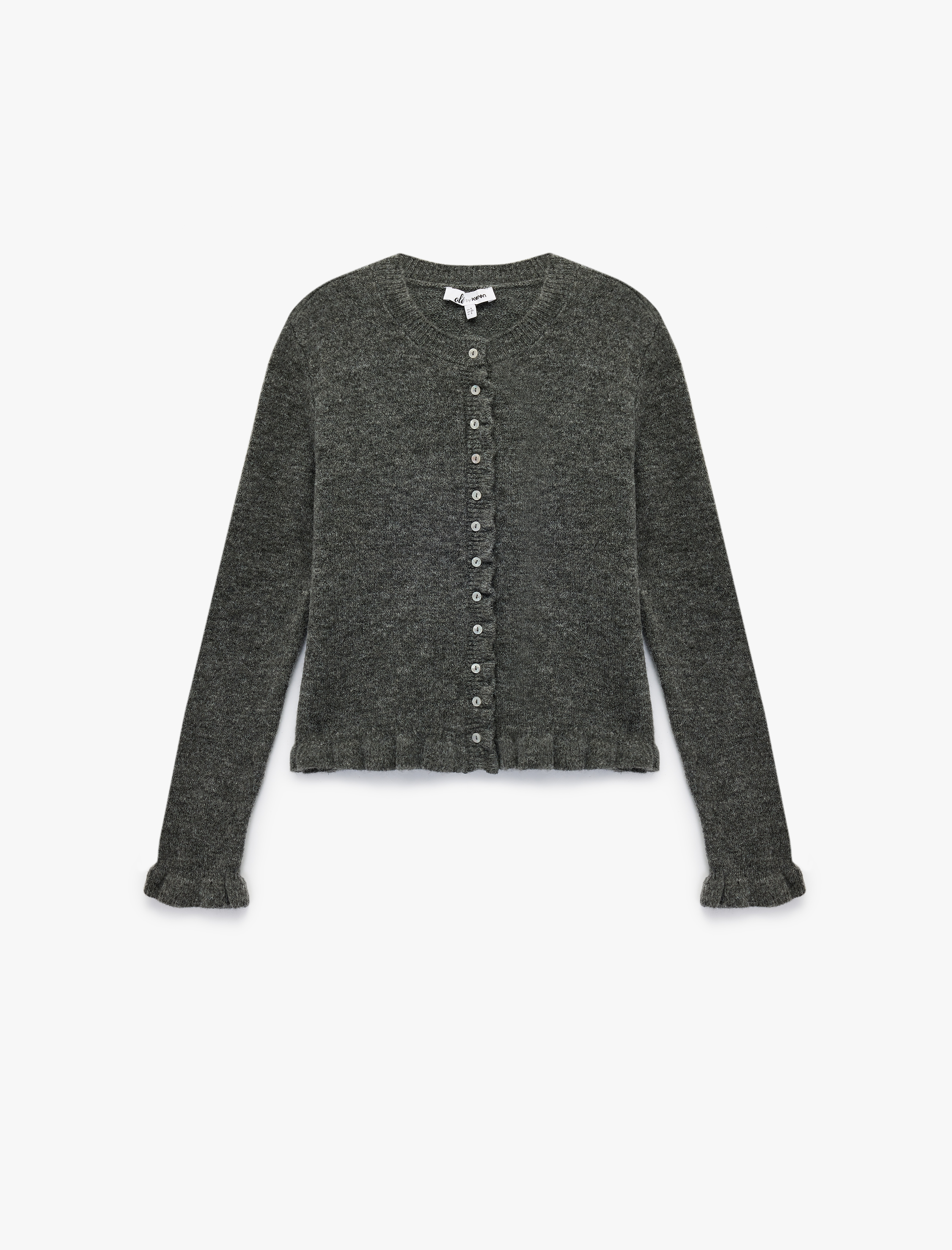   Fırfır Detaylı Uzun Kollu Bisiklet Yaka Düğmeli Triko Hırka