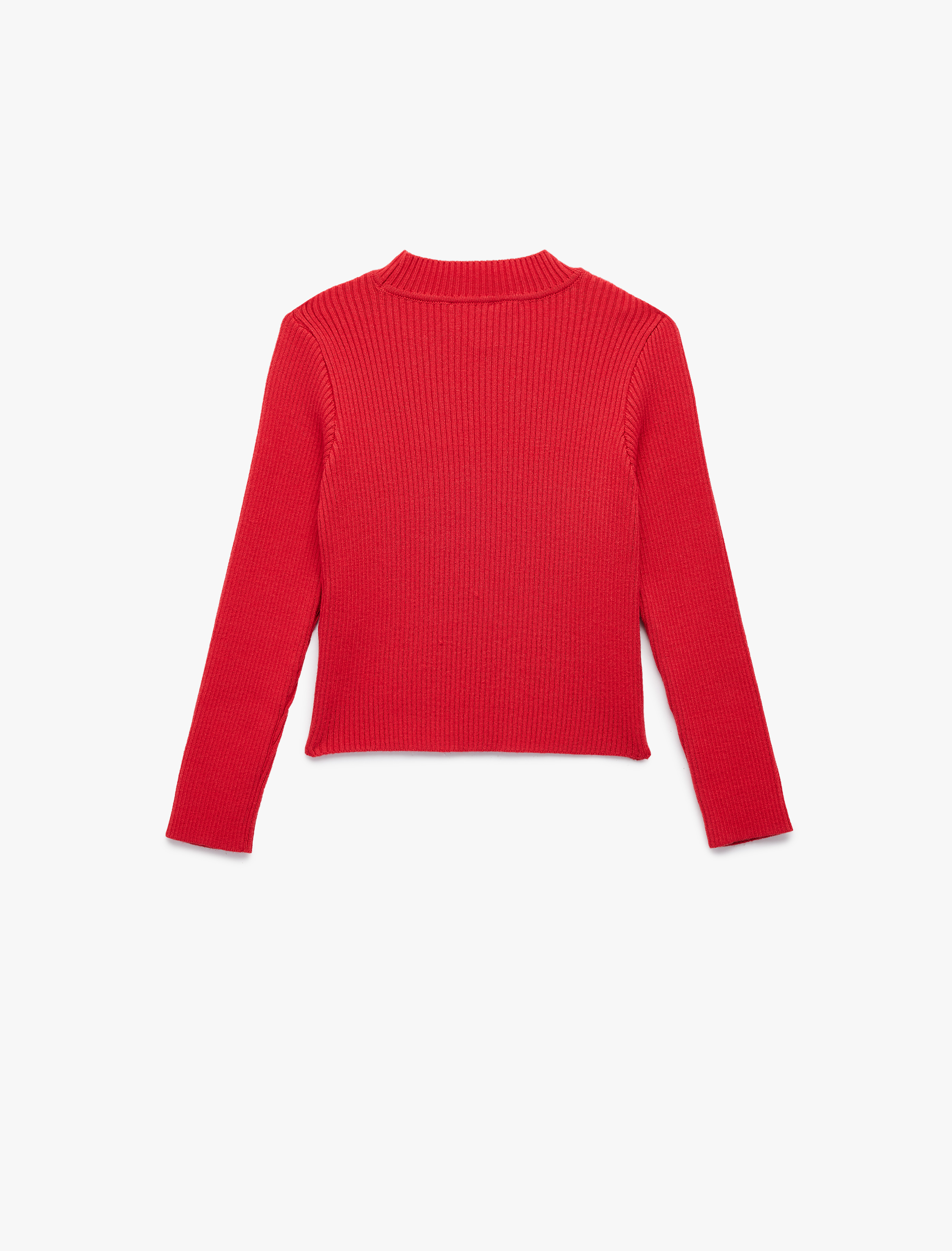  Kız Çocuk Slim Fit Viskon Karışımlı Dokulu Dik Yaka Uzun Kollu Triko Kazak