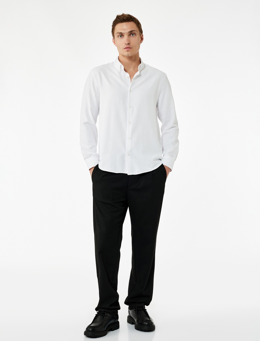   Slim Fit Uzun Kollu Düğmeli Klasik Yaka Gömlek