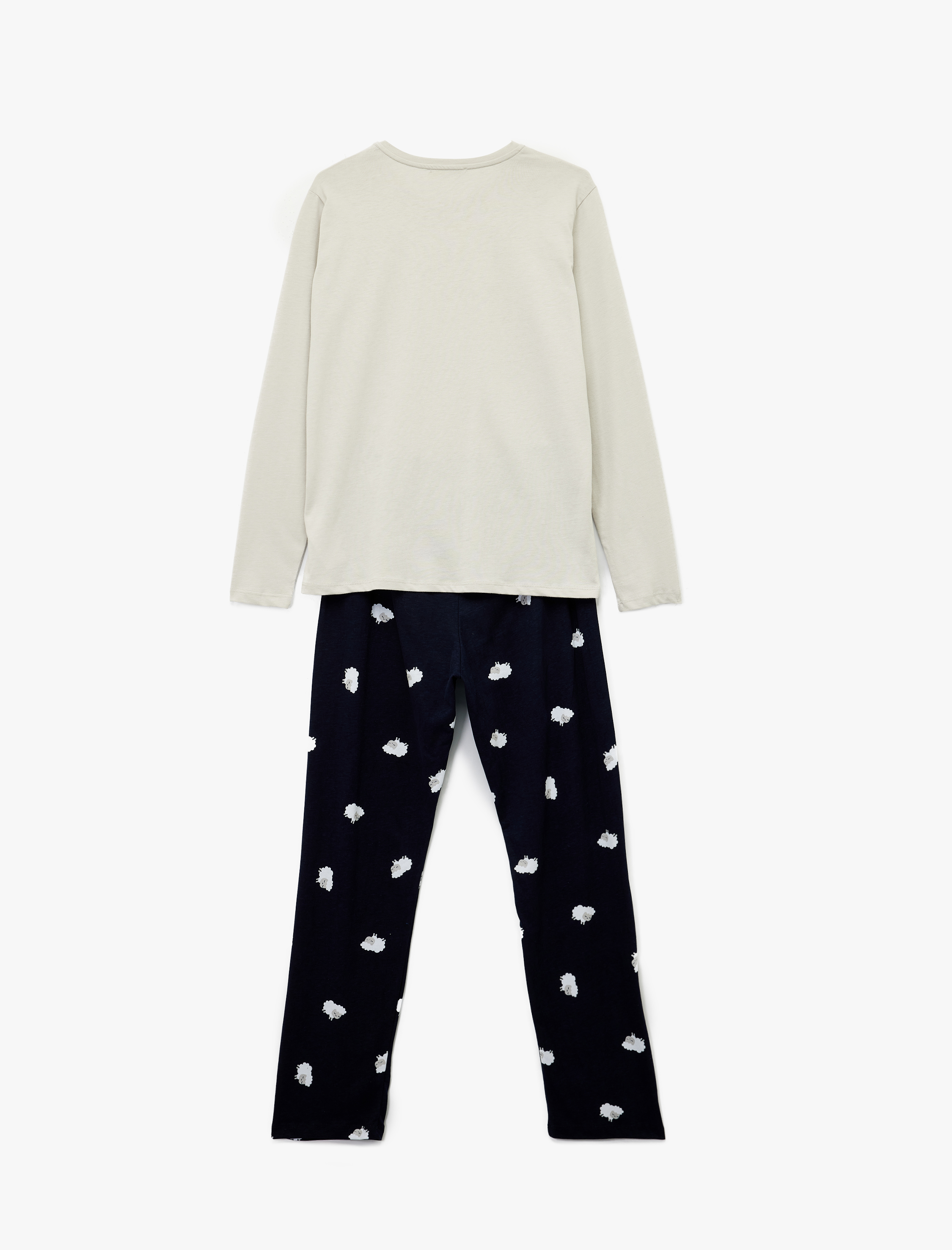   Pamuklu Kuzu Baskılı Uzun Kollu Pijama Takımı