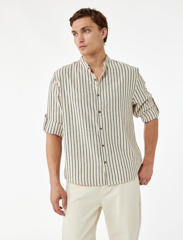  Pamuklu Regular Fit Uzun Kollu Hakim Yaka Gömlek