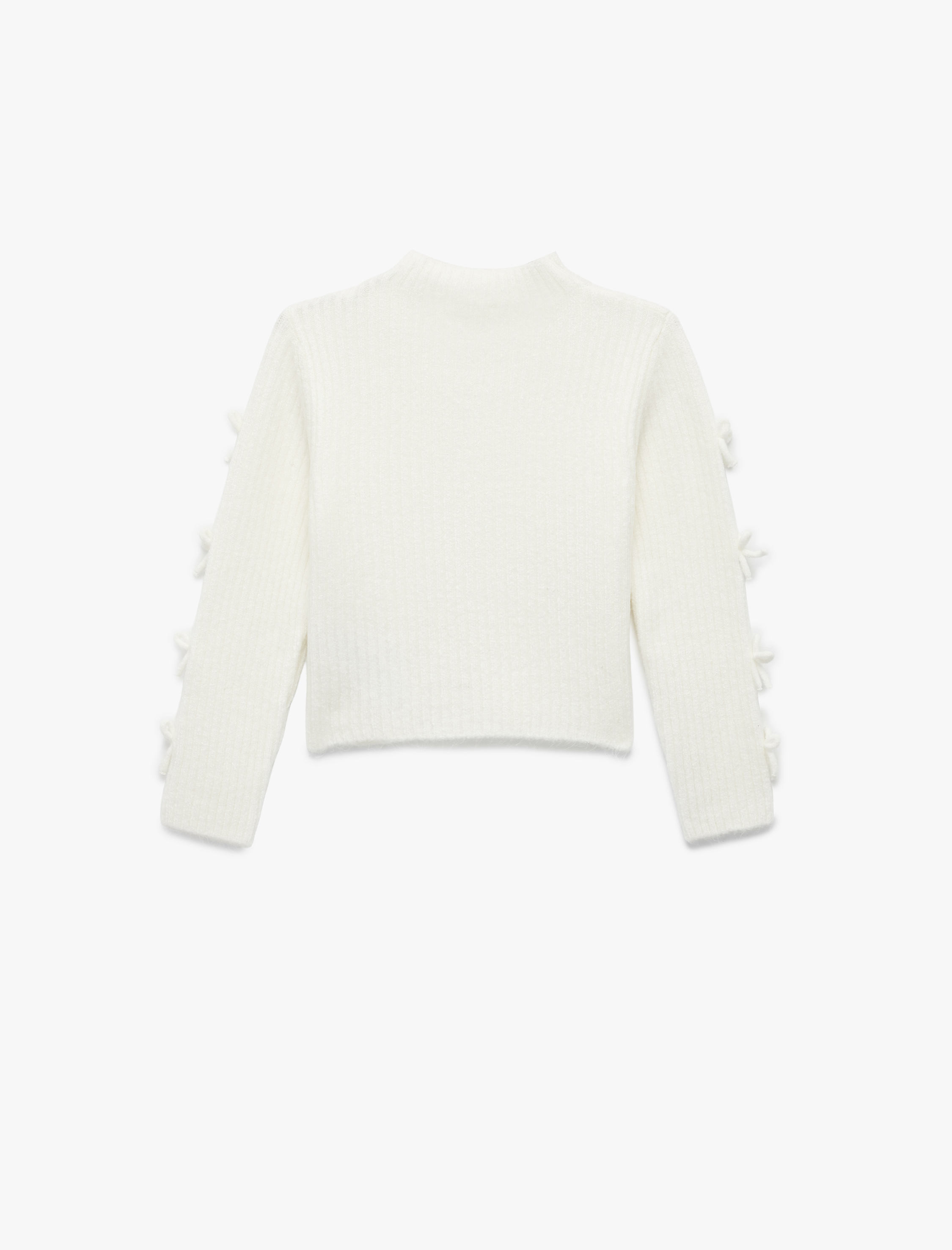  Kız Çocuk Fiyonk Detaylı Uzun Kollu Bisiklet Yaka Triko Kazak