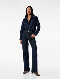 Normal Bel Düz Paça Jean Pantolon - Longer Straight Fit Jeans