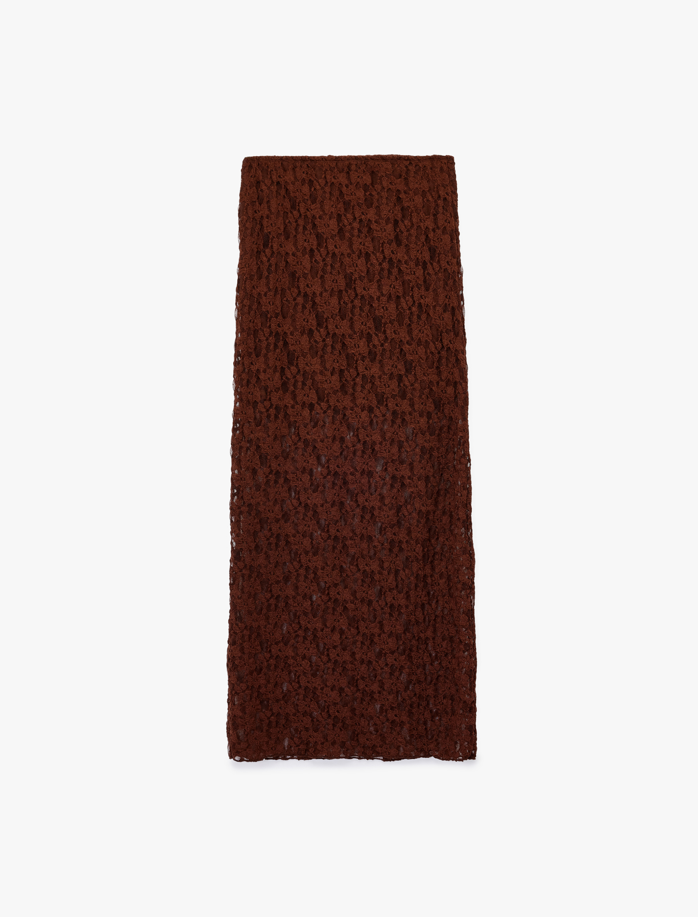 Slim Fit Yüksek Bel Dantel Midi Kalem Etek