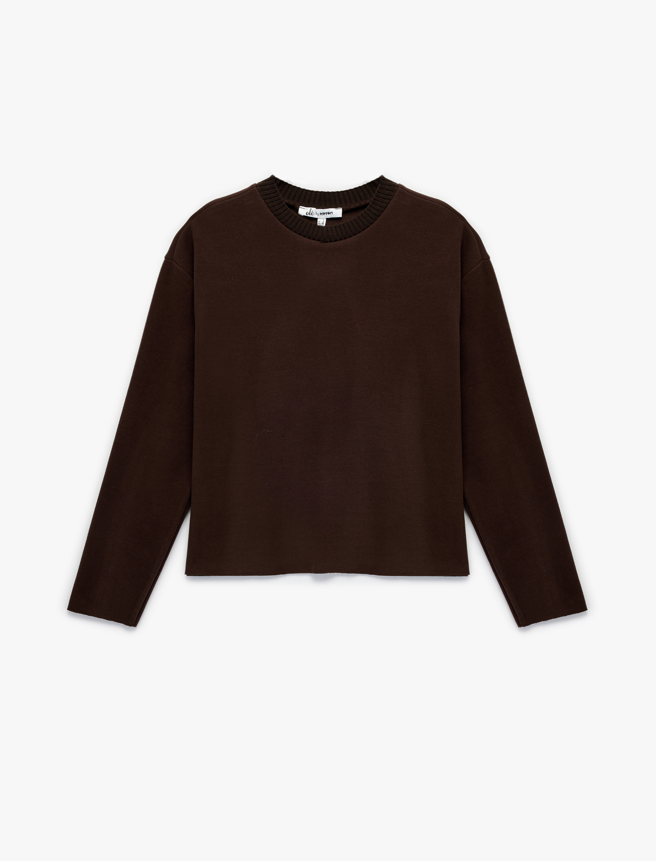   Rahat Kalıp Uzun Kollu Bisiklet Yaka Tişört