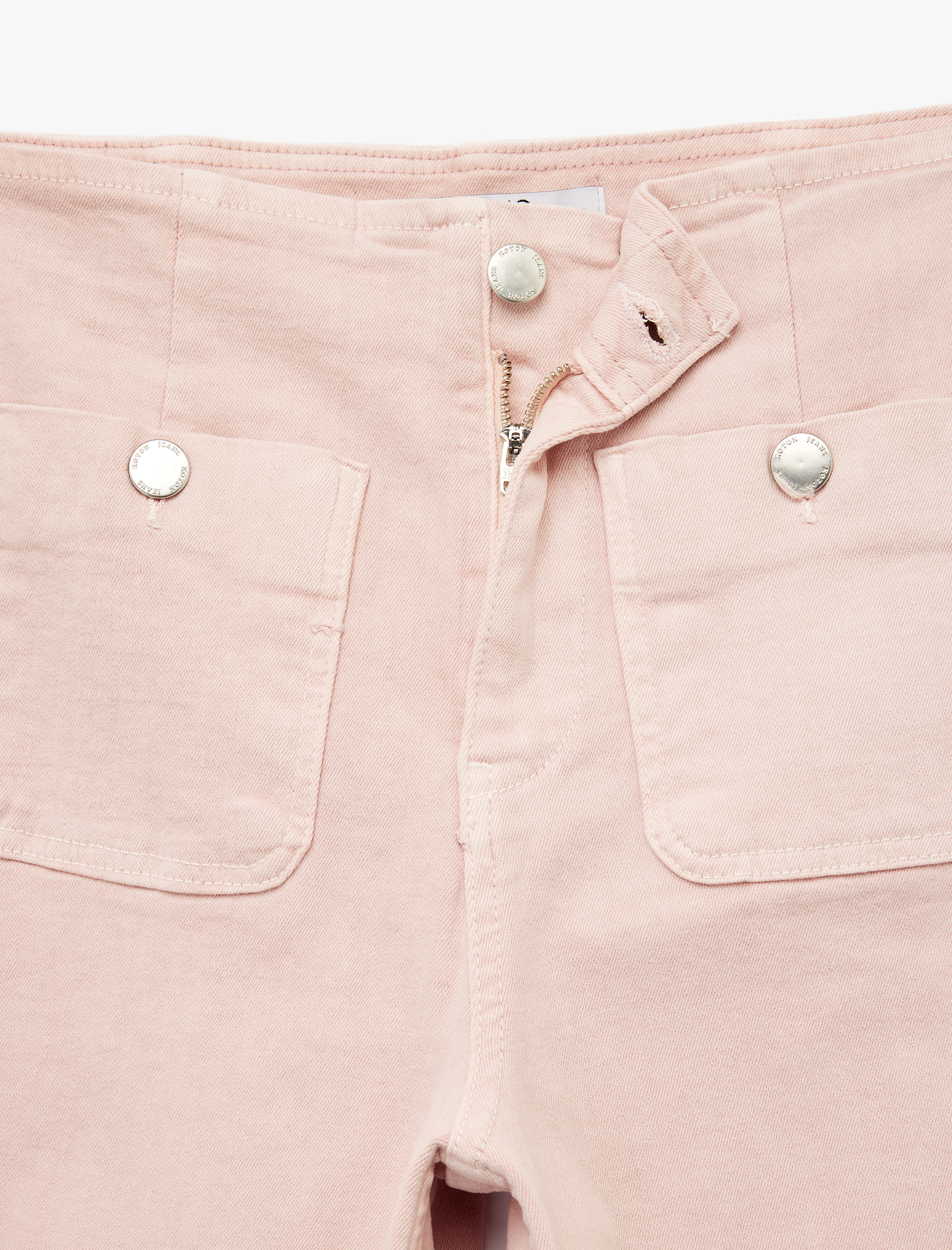   Yüksek Bel Cep Detaylı Düğmeli Kısa Geniş Paça Pantolon - Culotte Jeans