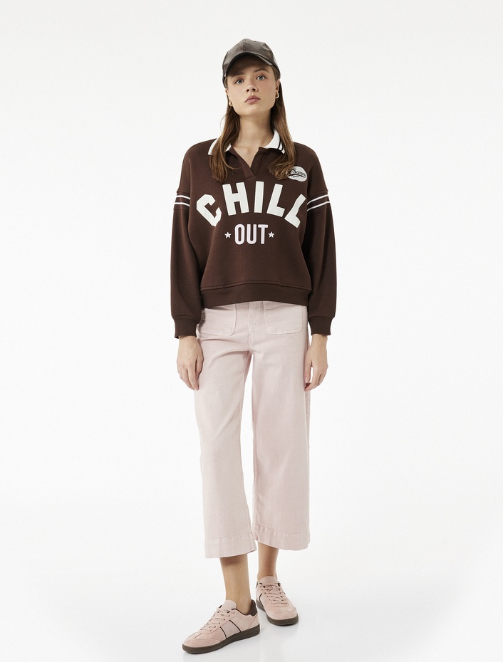  Yüksek Bel Cep Detaylı Düğmeli Kısa Geniş Paça Pantolon - Culotte Jeans