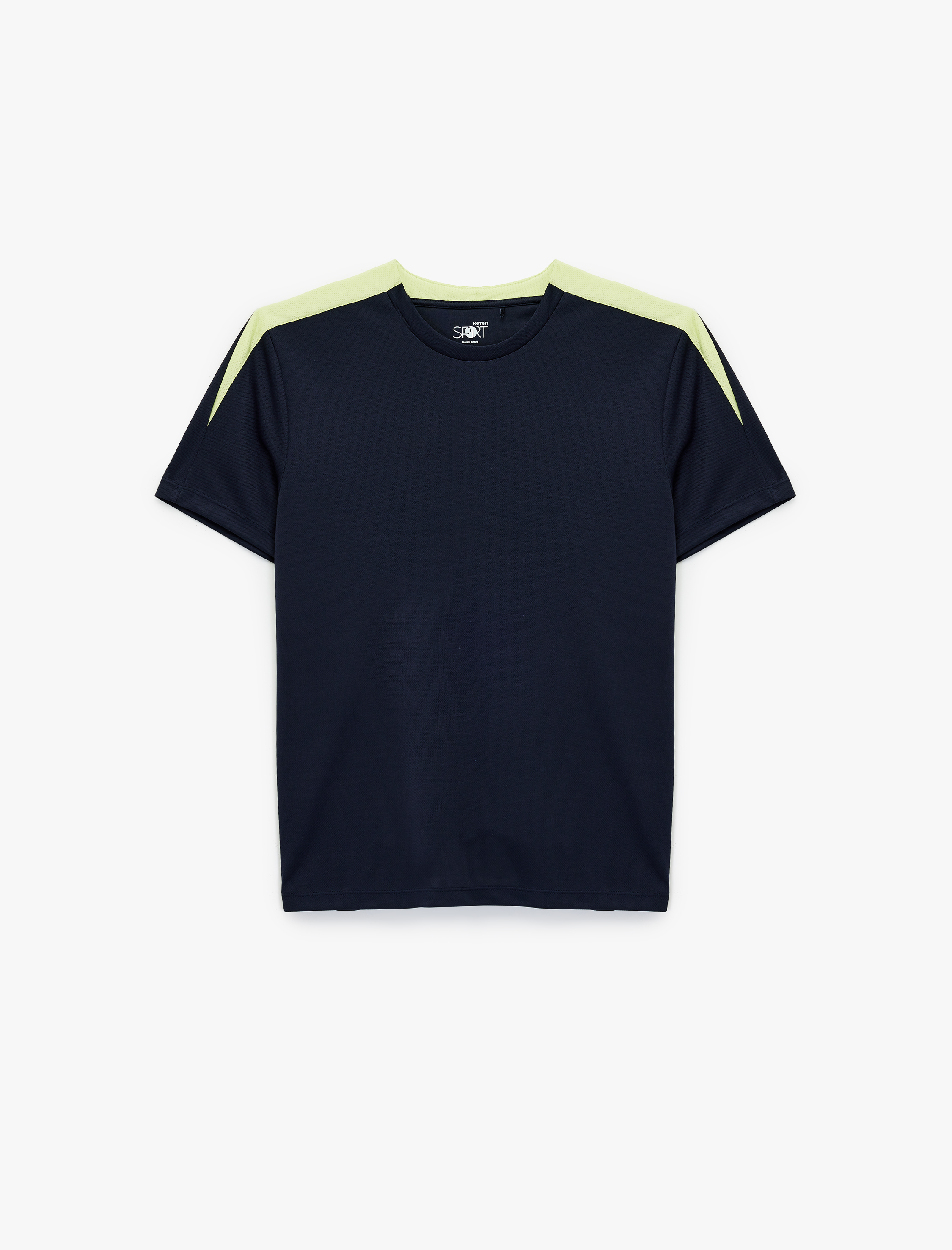   Rahat Kesim Renk Kontrastlı Kısa Kollu Bisiklet Yaka Spor Tişört