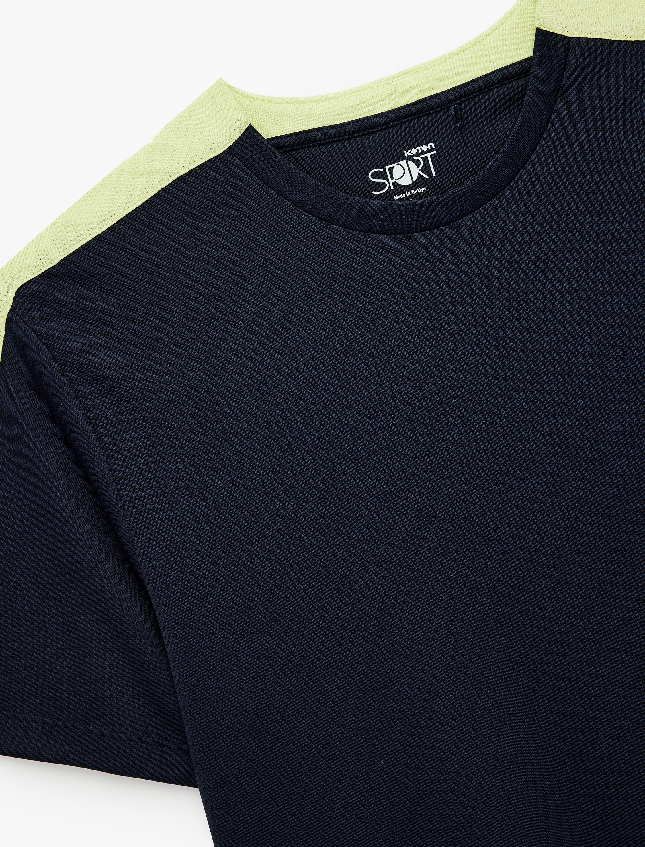   Rahat Kesim Renk Kontrastlı Kısa Kollu Bisiklet Yaka Spor Tişört