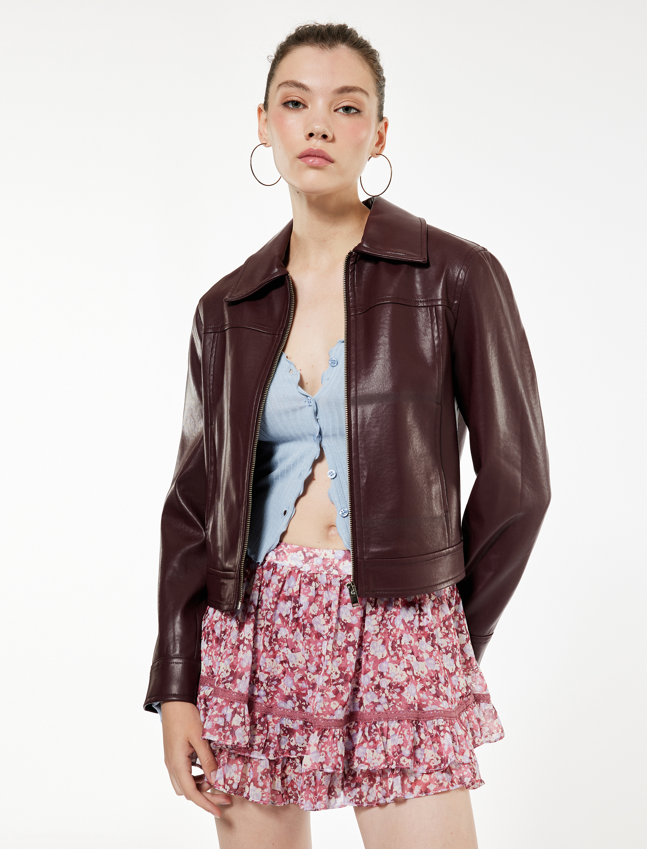   Çiçekli Volanlı Şifon Mini Şort Etek