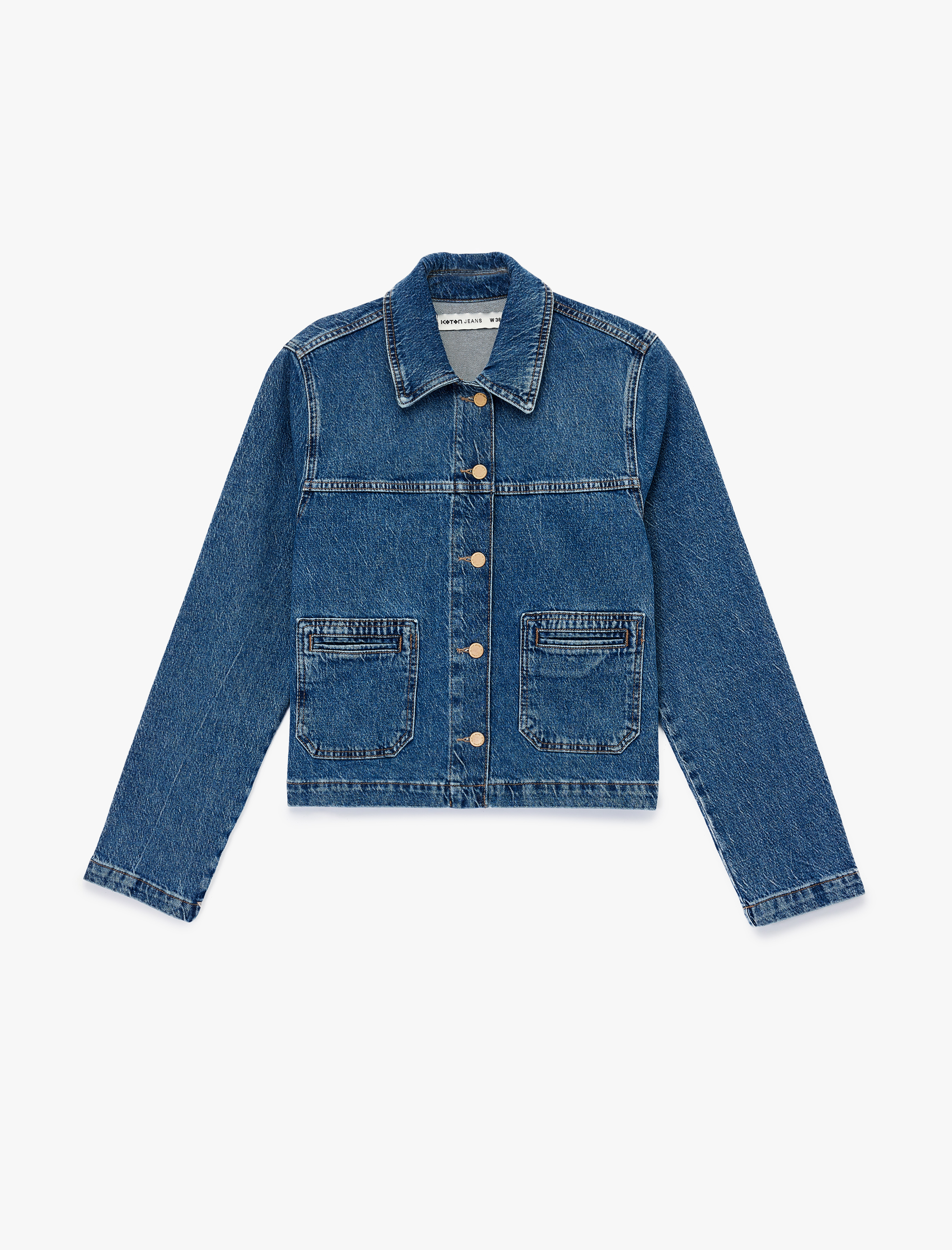   Uzun Kollu Düğmeli Klasik Yaka Denim Ceket