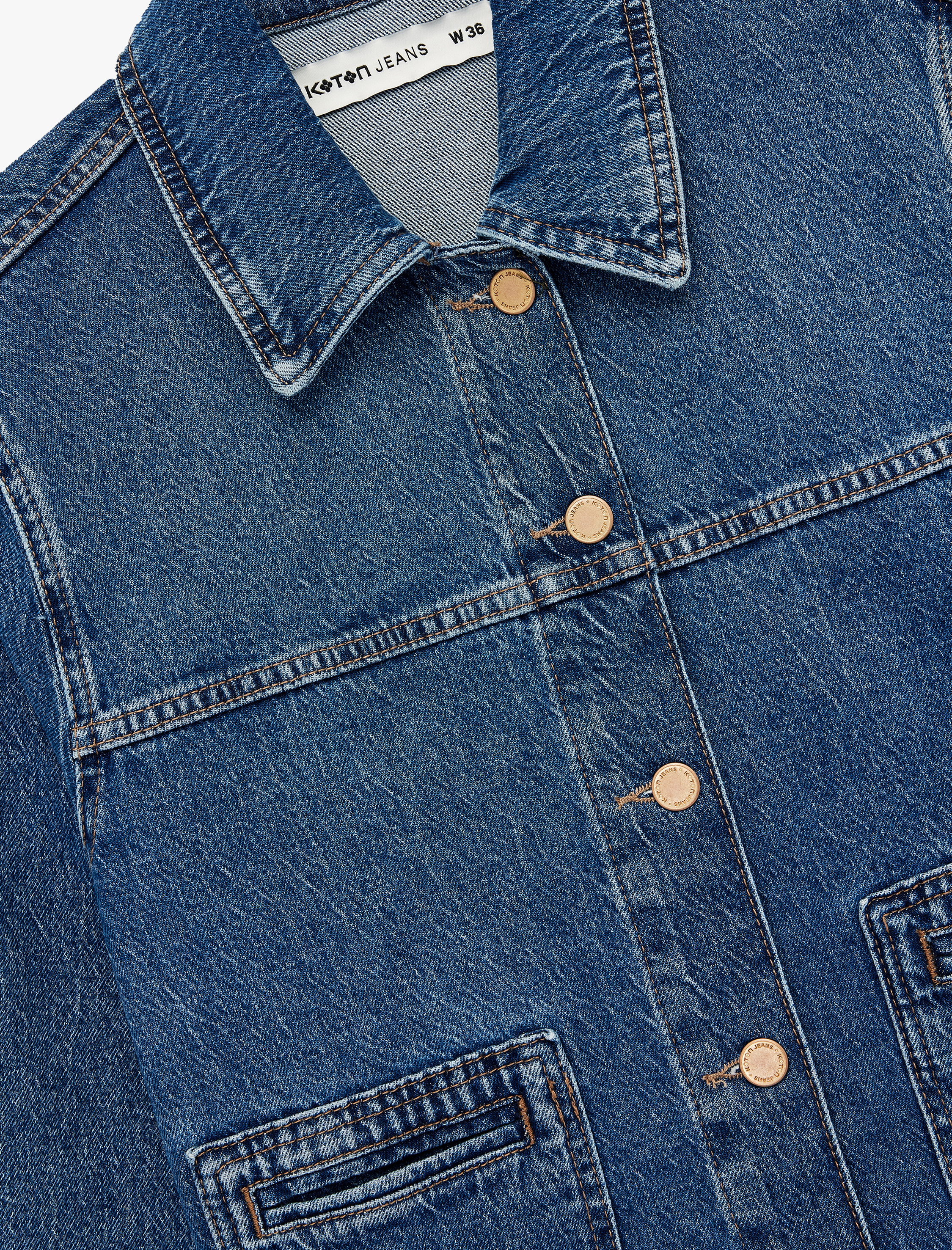   Uzun Kollu Düğmeli Klasik Yaka Denim Ceket