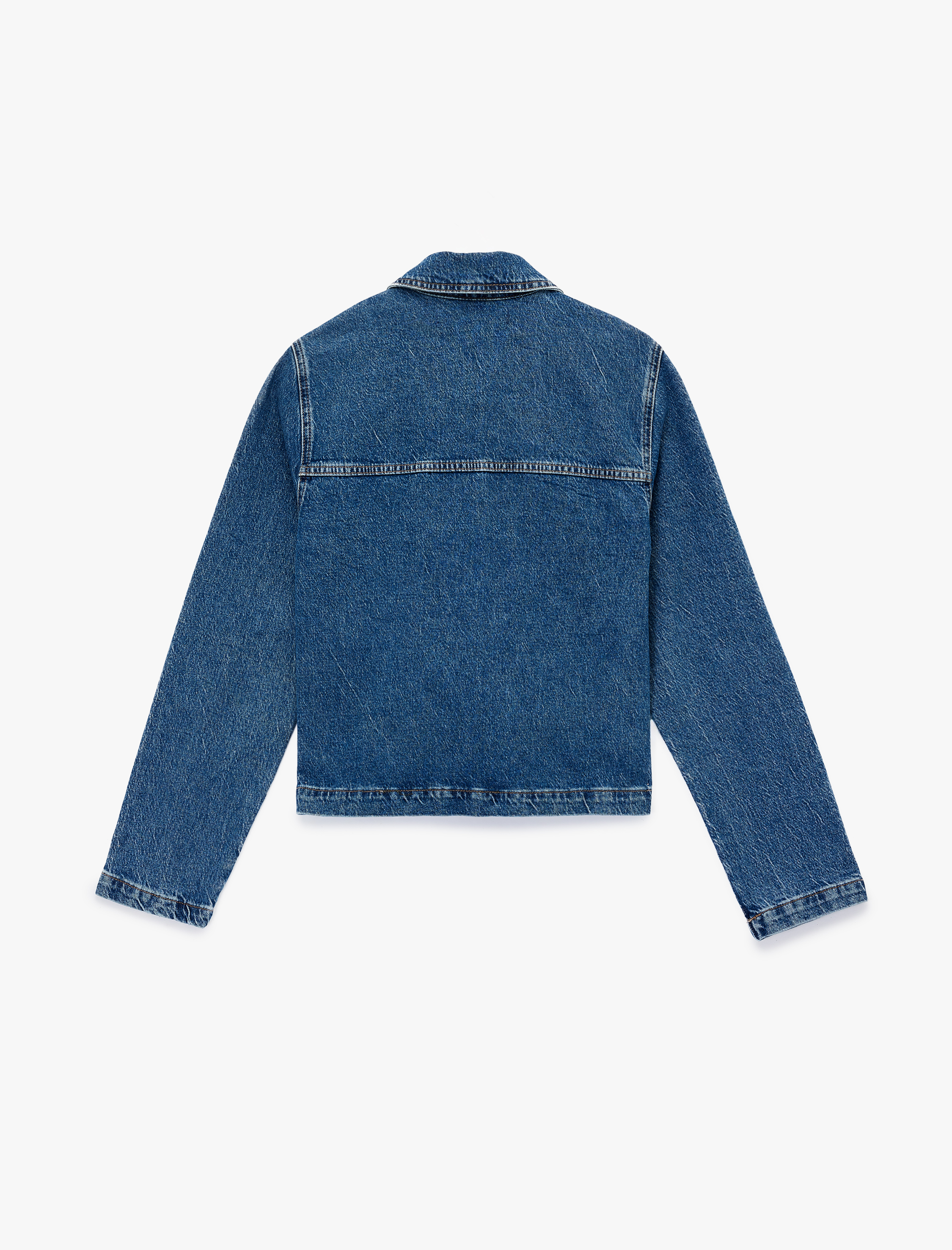   Uzun Kollu Düğmeli Klasik Yaka Denim Ceket