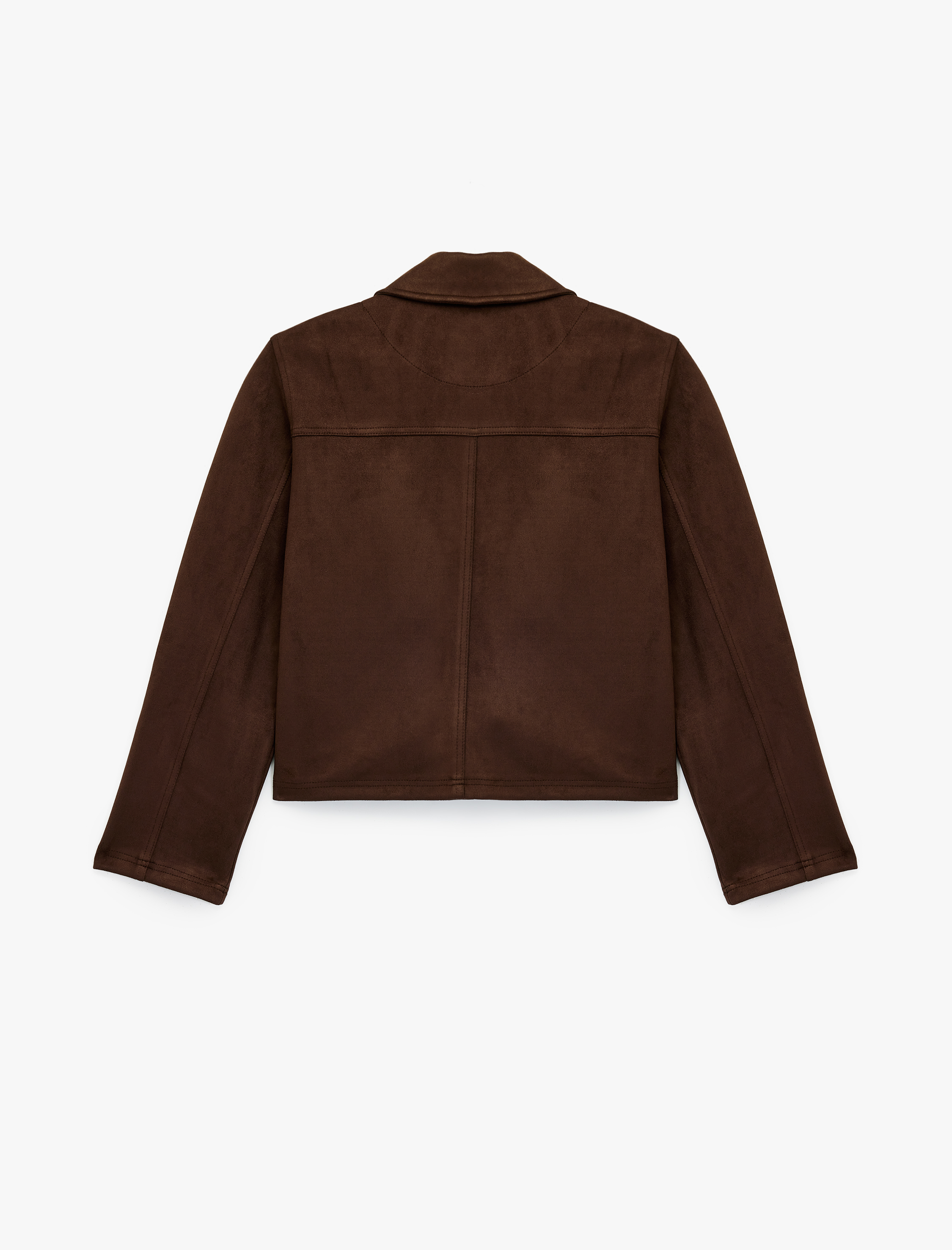   Çıtçıt Düğmeli Cep Detaylı Klasik Yaka Uzun Kollu Suni Süet Gömlek