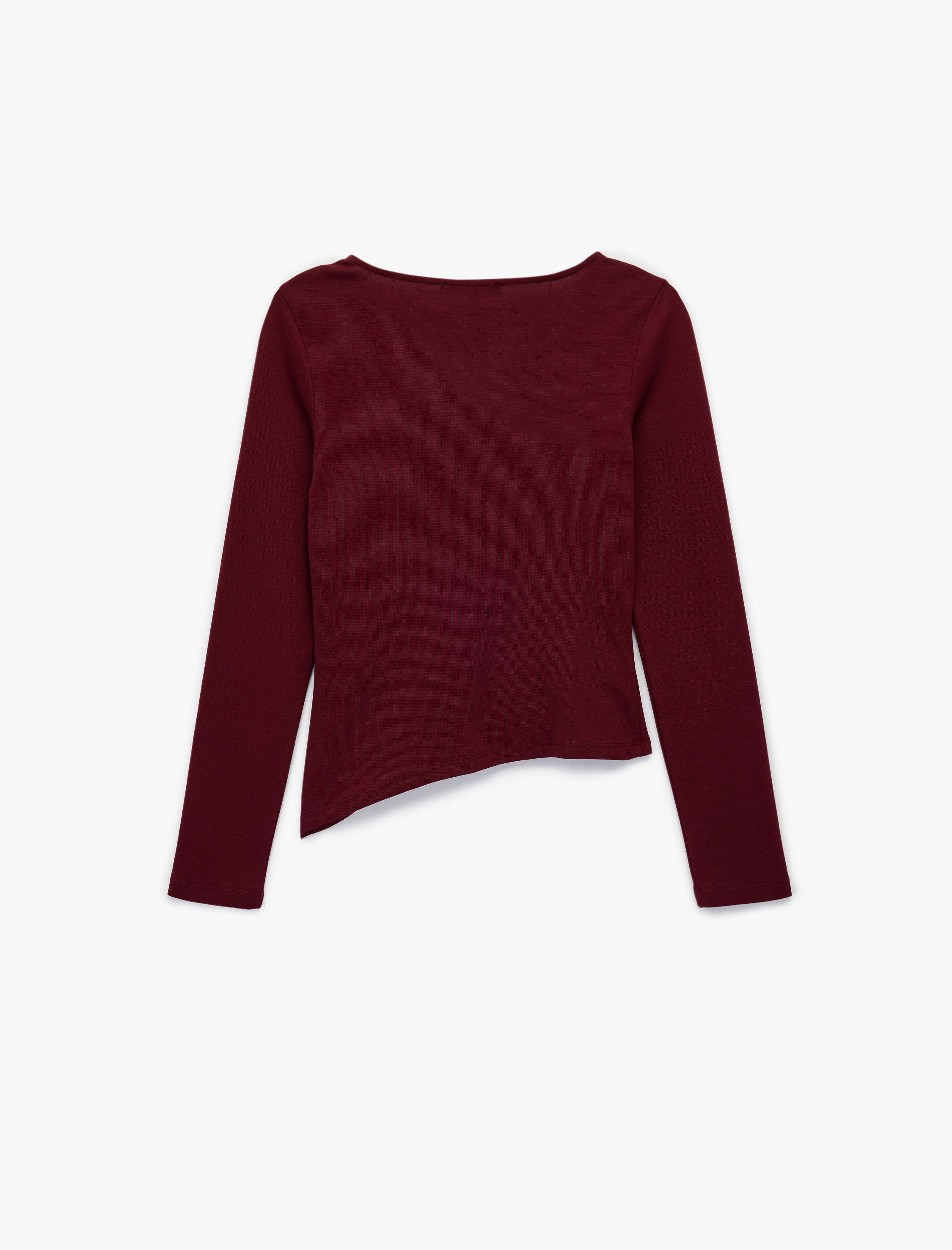   Asimetrik Kayık Yaka Kolsuz Slim Fit Uzun Kollu Tişört