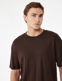 Kısa Kollu Bisiklet Yaka Pamuklu Basic Oversize Spor Tişört