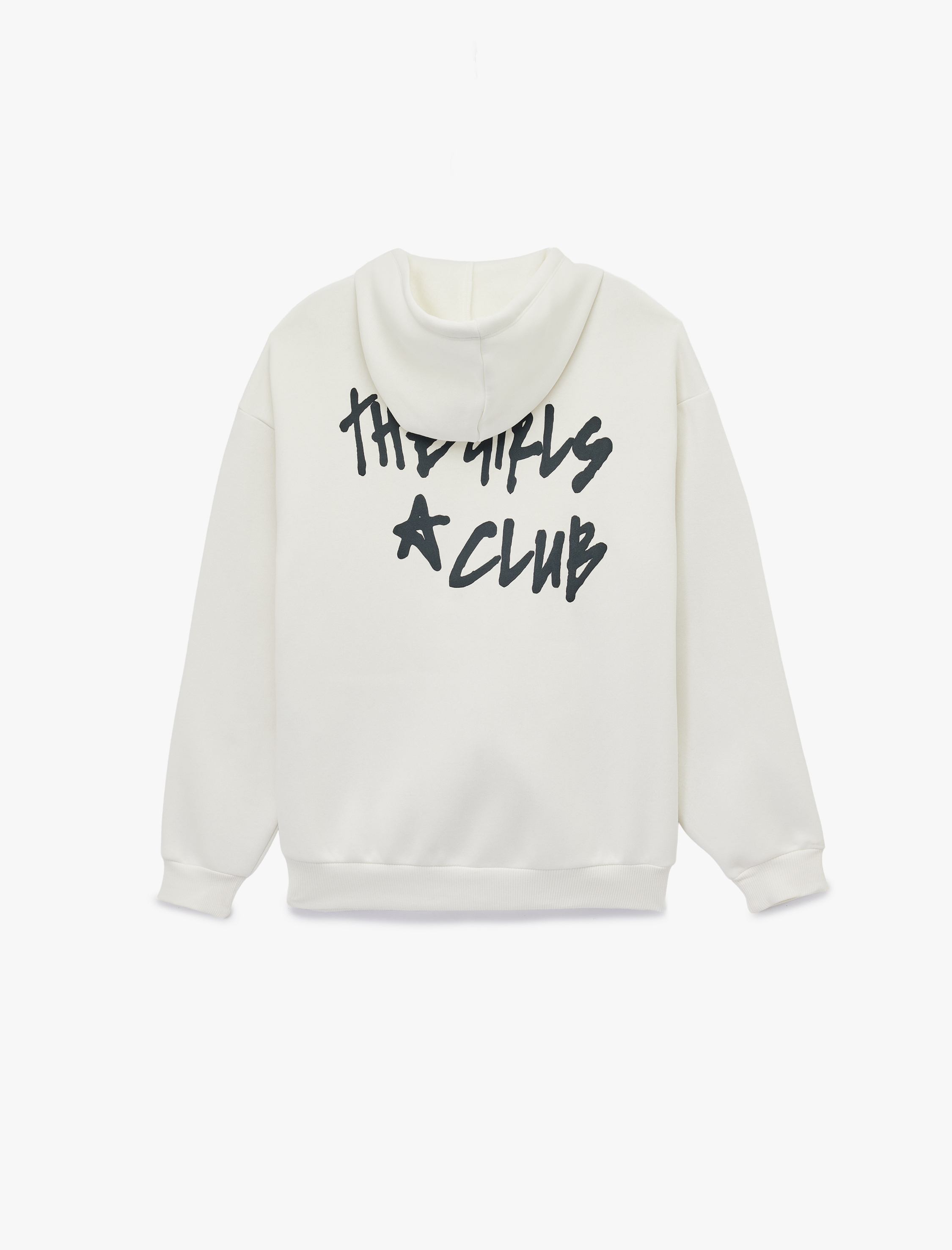   Şardonlu Kanguru Cepli Uzun Kollu Arkası Baskılı Kapüşonlu Fermuarlı Sweatshirt