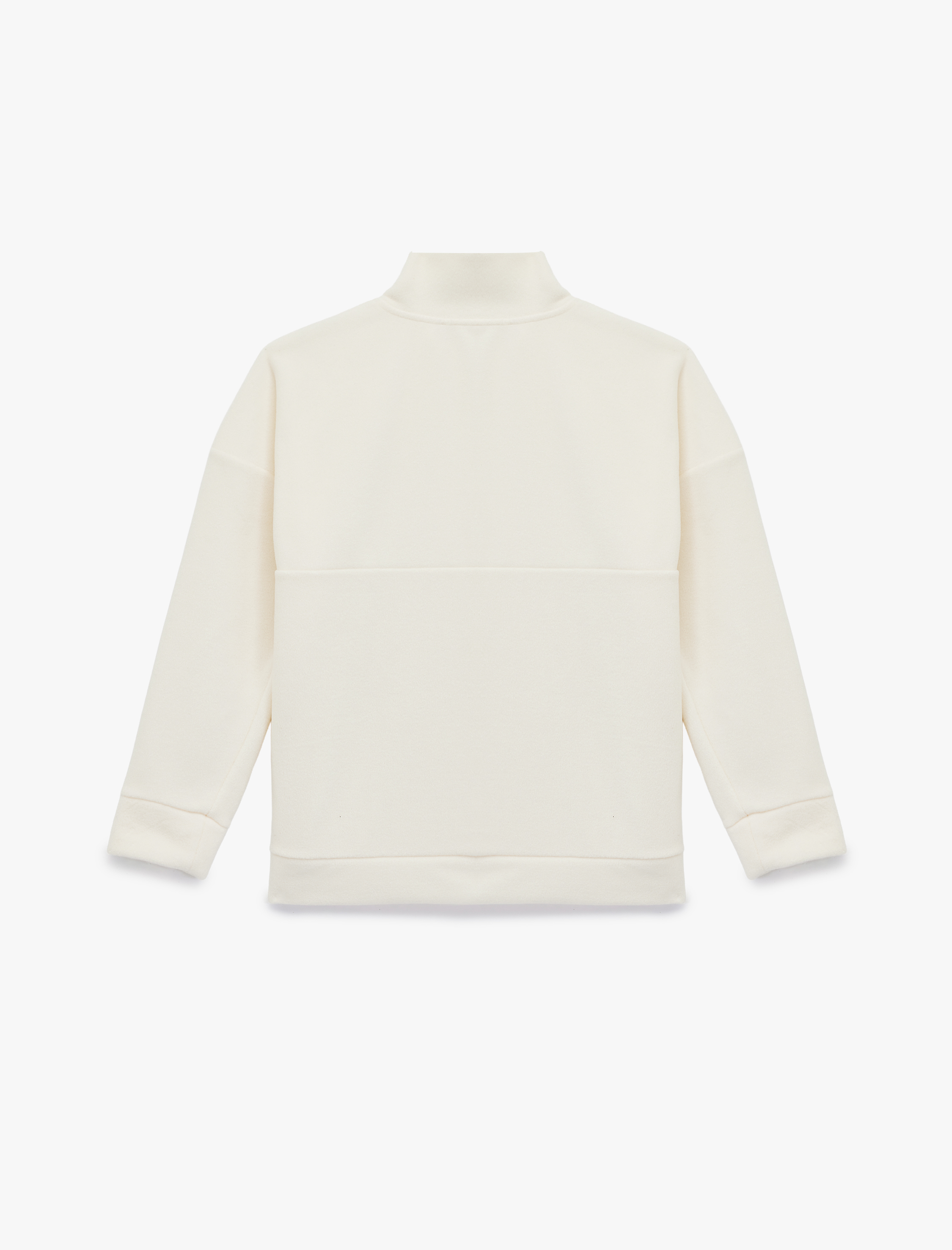   Oversize Uzun Kollu Yarım Fermuarlı Şardonlu Polar Sweatshirt