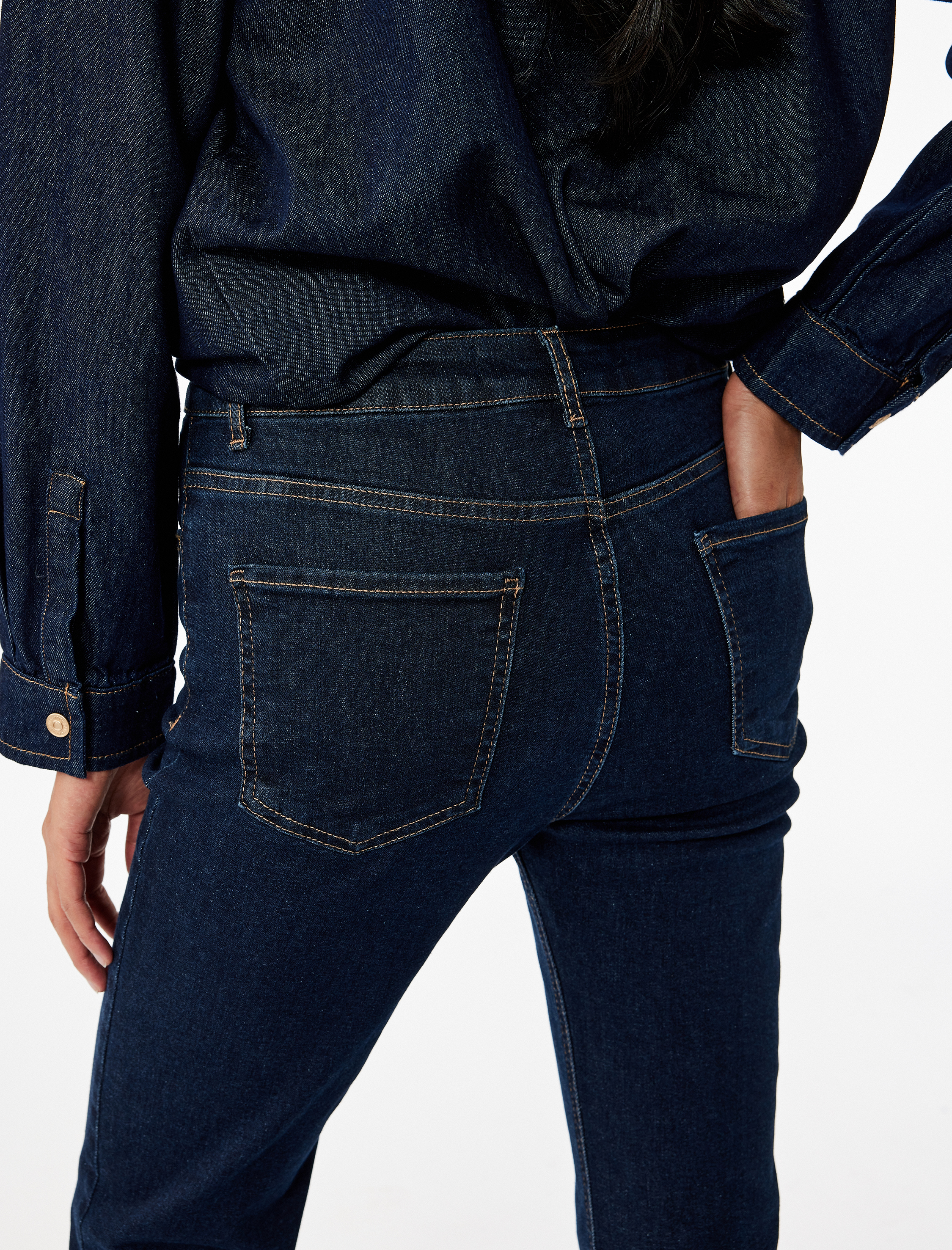   Yüksek Bel Düğmeli Dar Kesim İspanyol Paça Jean Pantolon - Flare Jeans