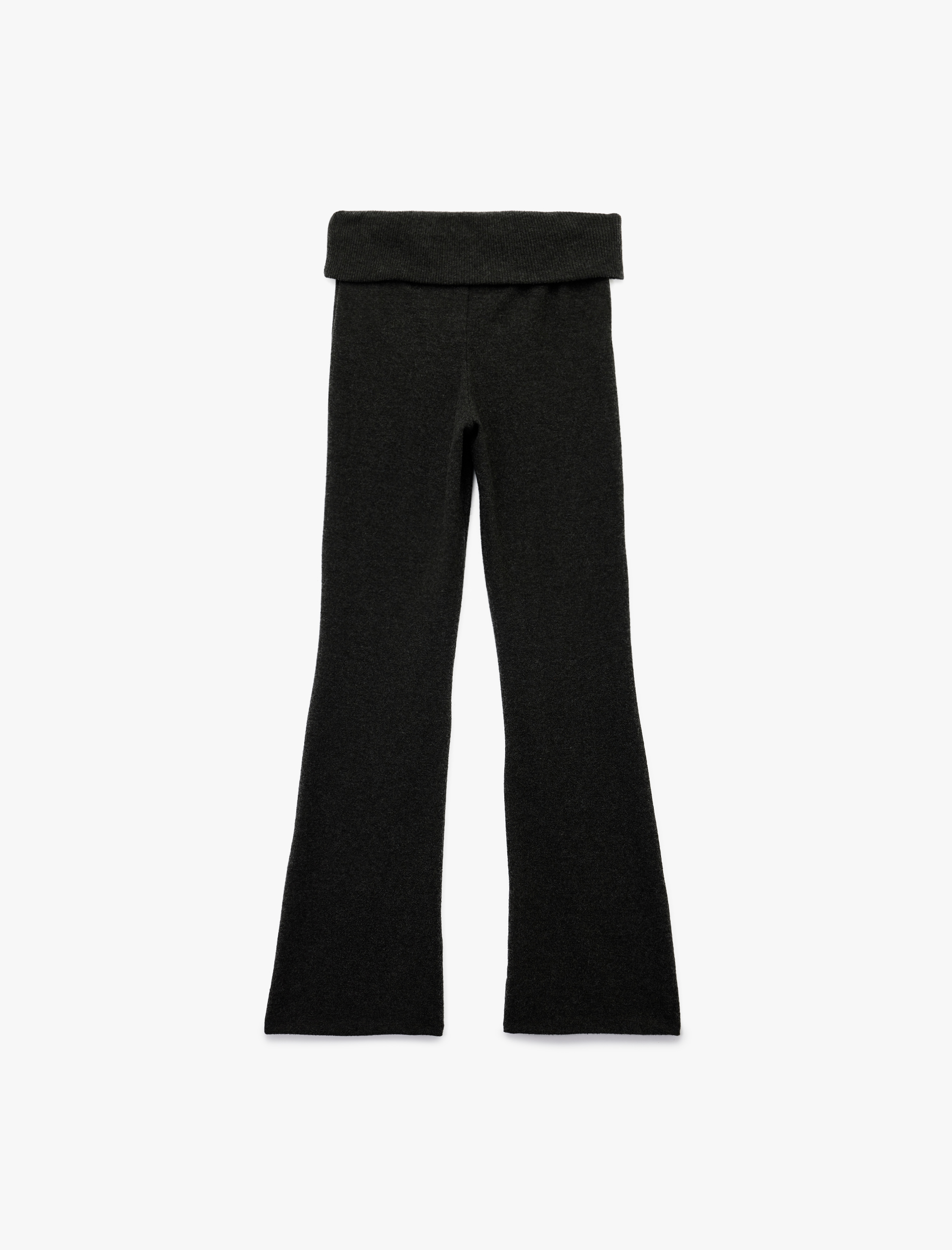   Viskon Karışımlı Yüksek Bel İspanyol Paça Tayt Pantolon