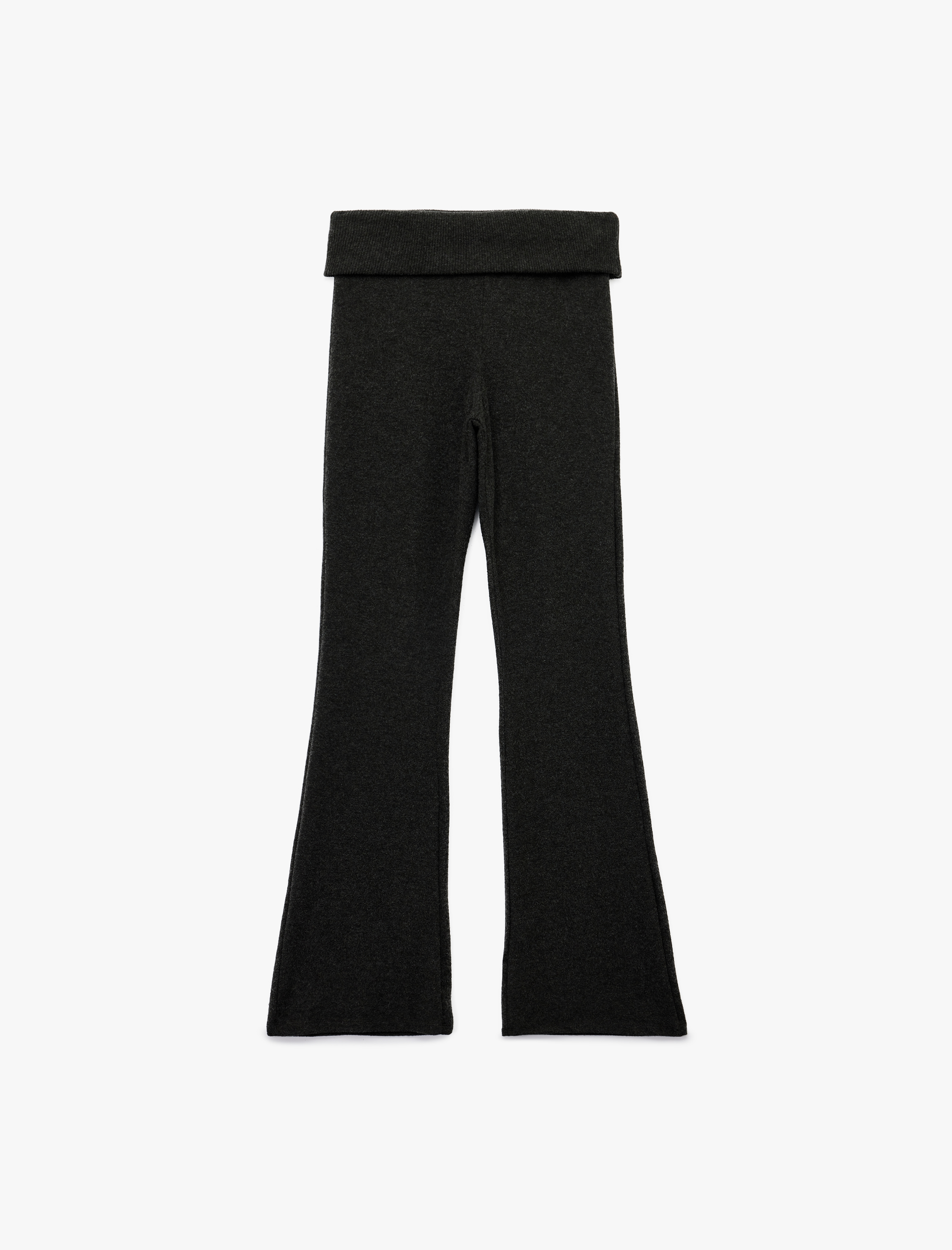   Viskon Karışımlı Yüksek Bel İspanyol Paça Tayt Pantolon