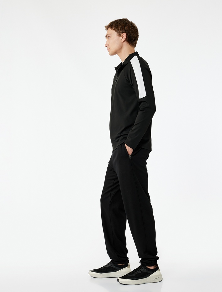  Rahat Kesim Fermuarlı Cep Detaylı Beli Bağcıklı Viskon Jogger Spor Eşofman Altı