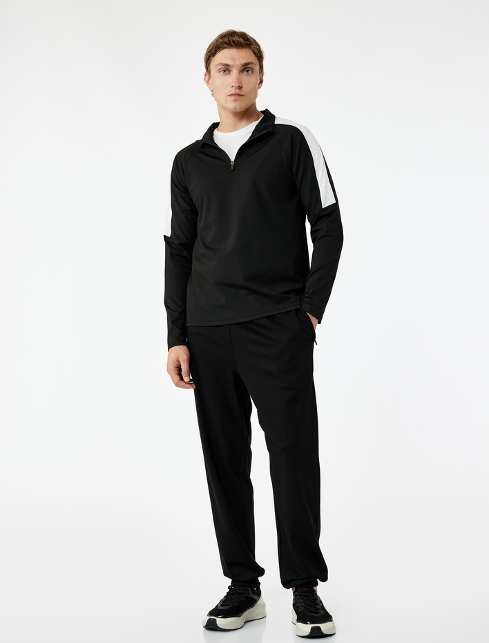  Rahat Kesim Fermuarlı Cep Detaylı Beli Bağcıklı Viskon Jogger Spor Eşofman Altı