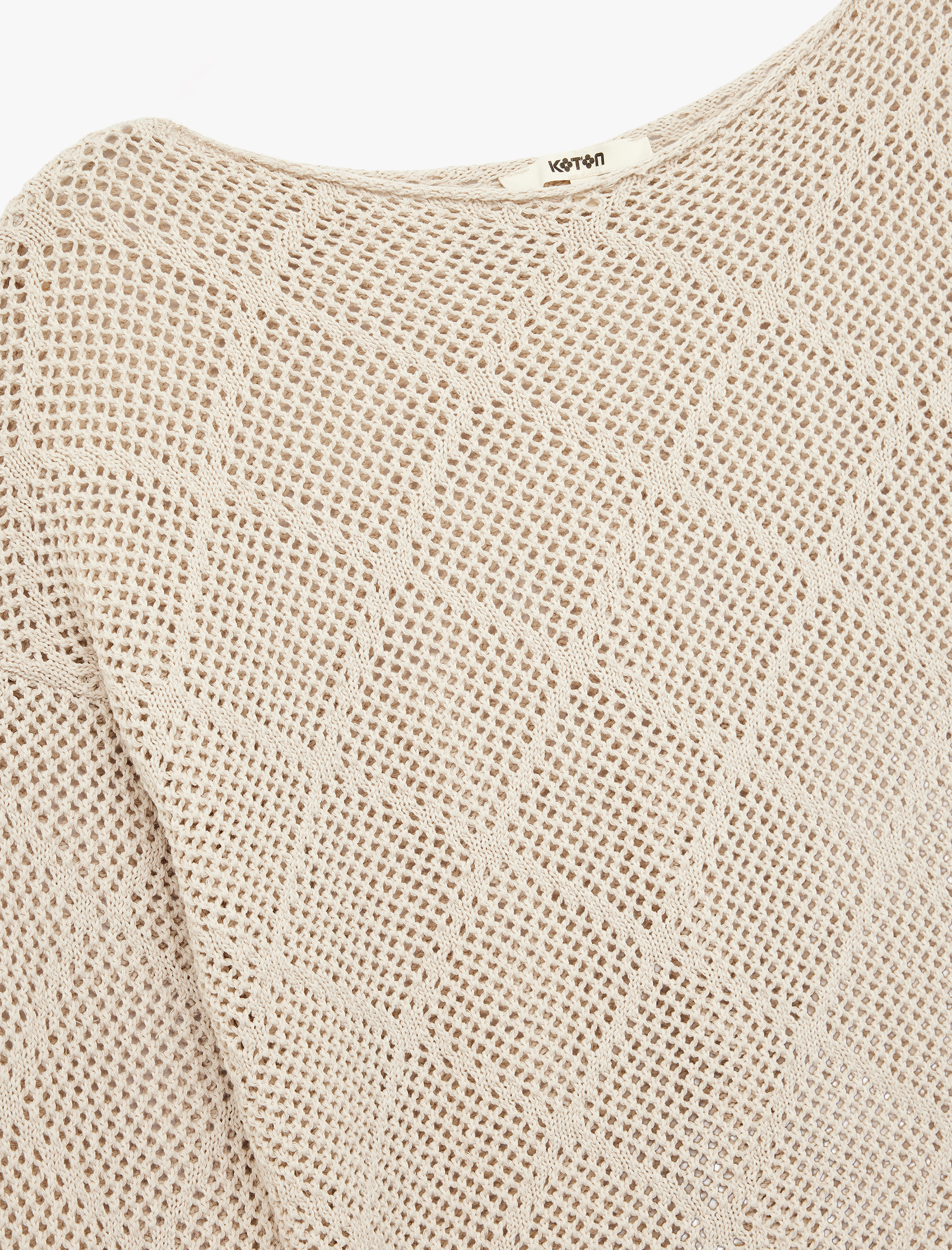   Kayık Yaka Uzun Kollu Triko Ajurlu Kazak