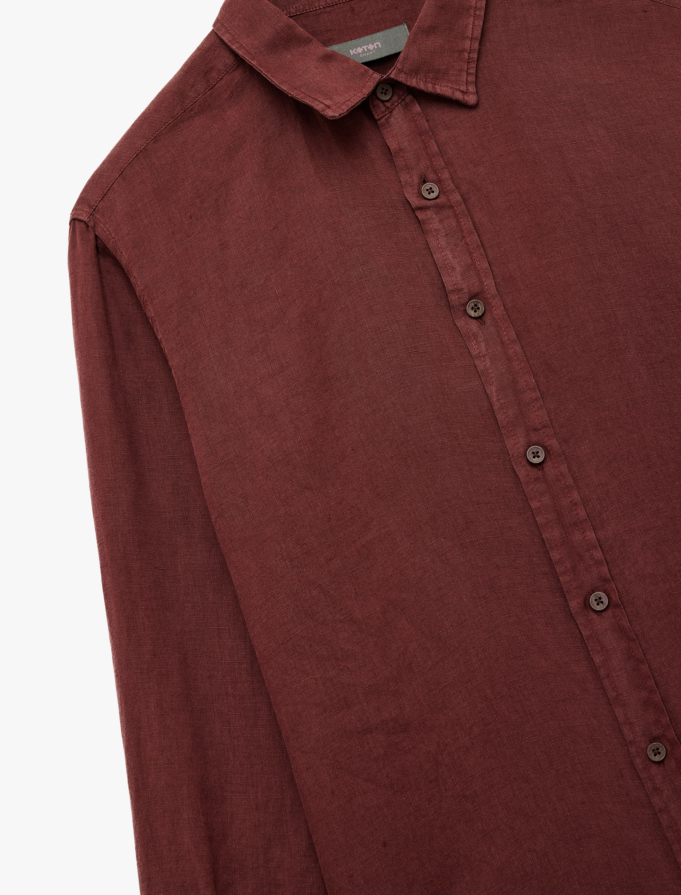   Regular Fit Uzun Kollu Klasik Yaka Keten Gömlek