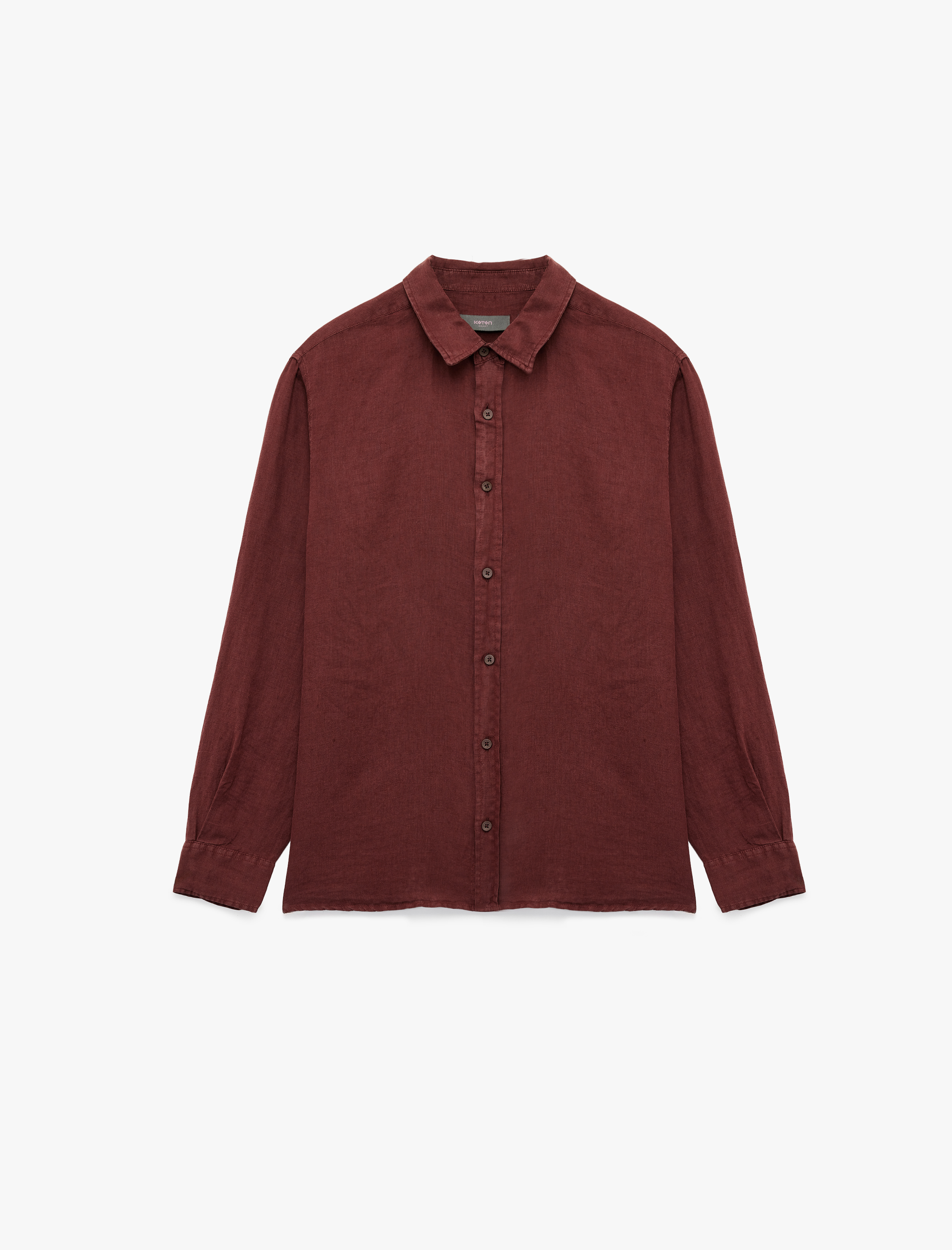   Regular Fit Uzun Kollu Klasik Yaka Keten Gömlek