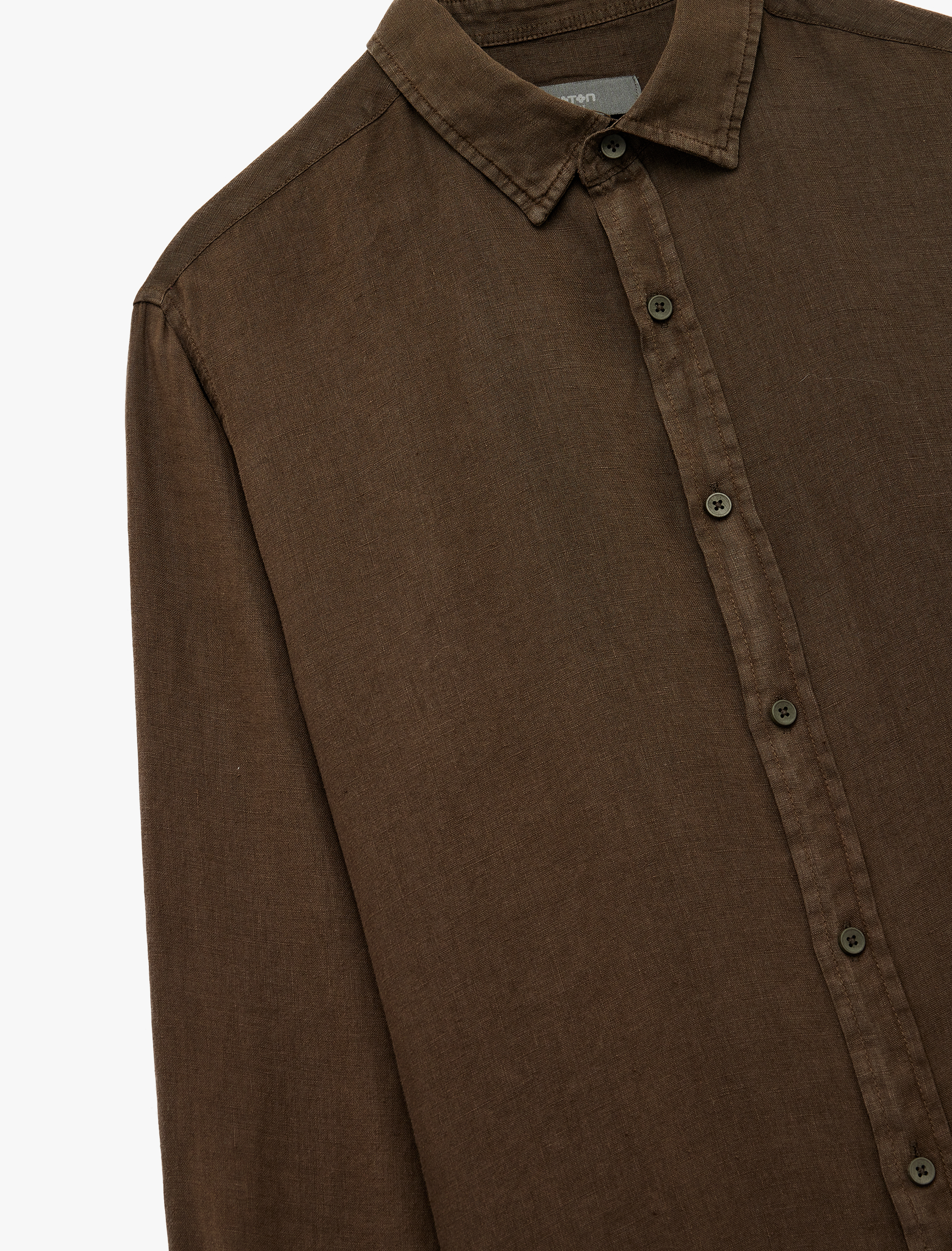   Regular Fit Uzun Kollu Klasik Yaka Keten Gömlek