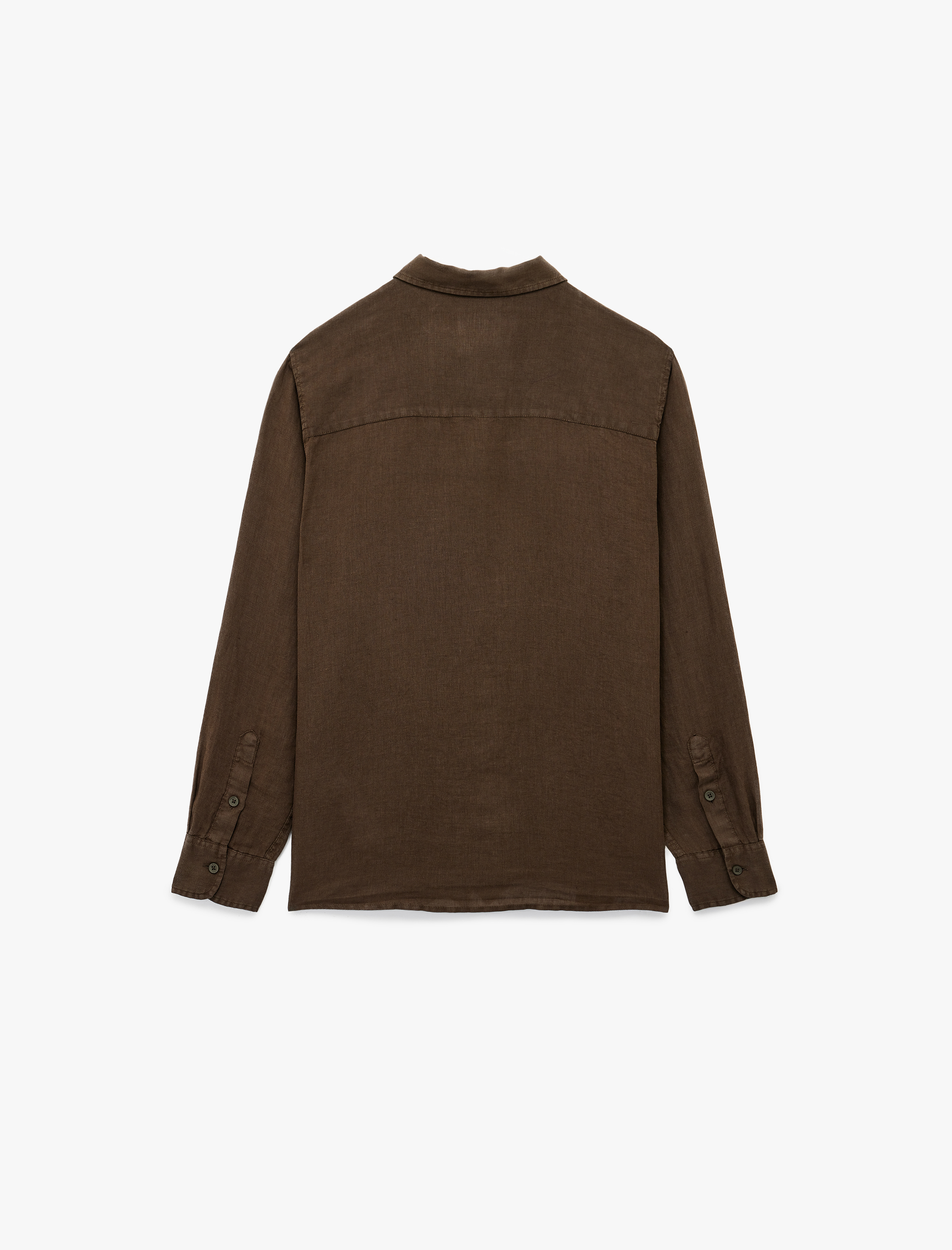   Regular Fit Uzun Kollu Klasik Yaka Keten Gömlek