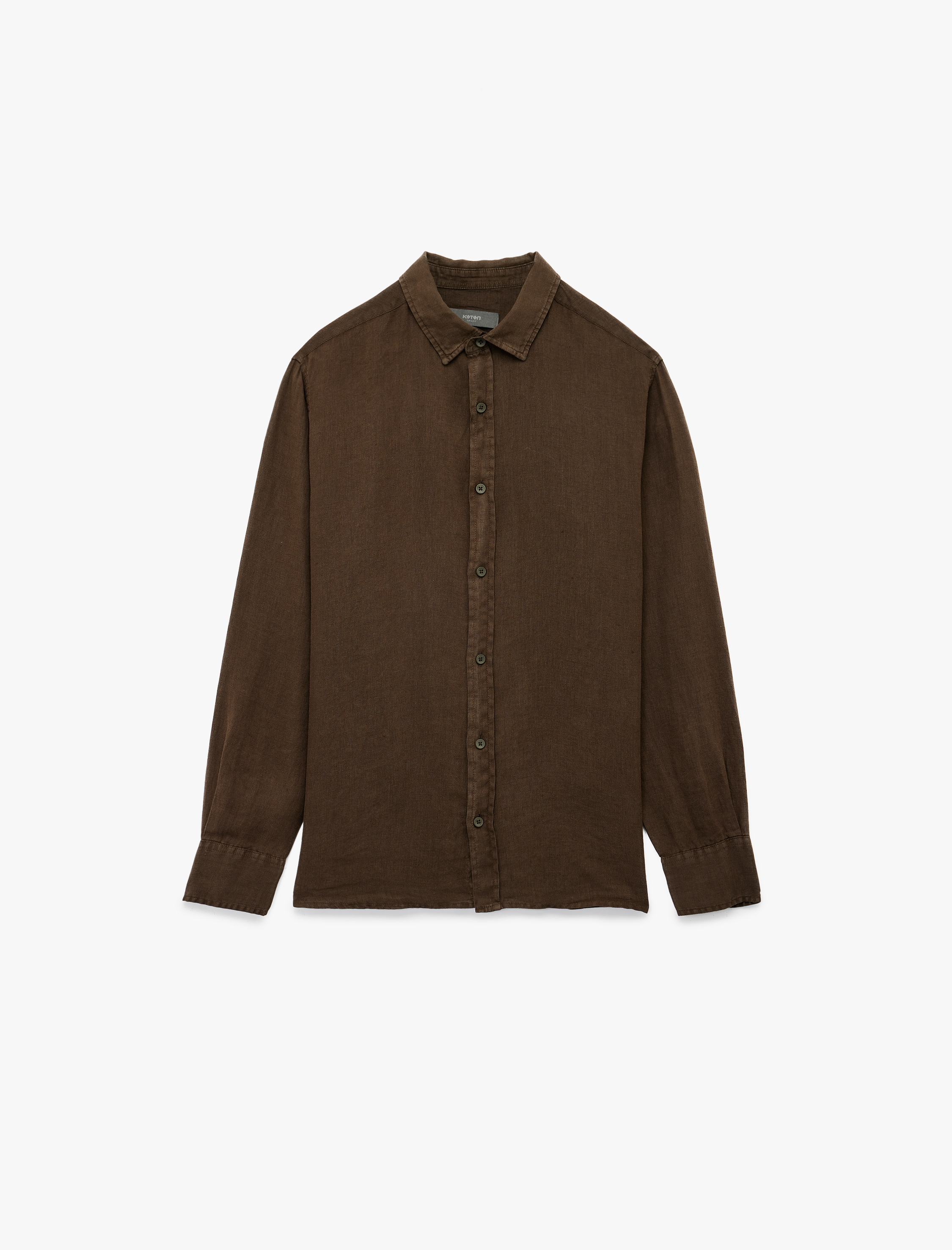  Regular Fit Uzun Kollu Klasik Yaka Keten Gömlek