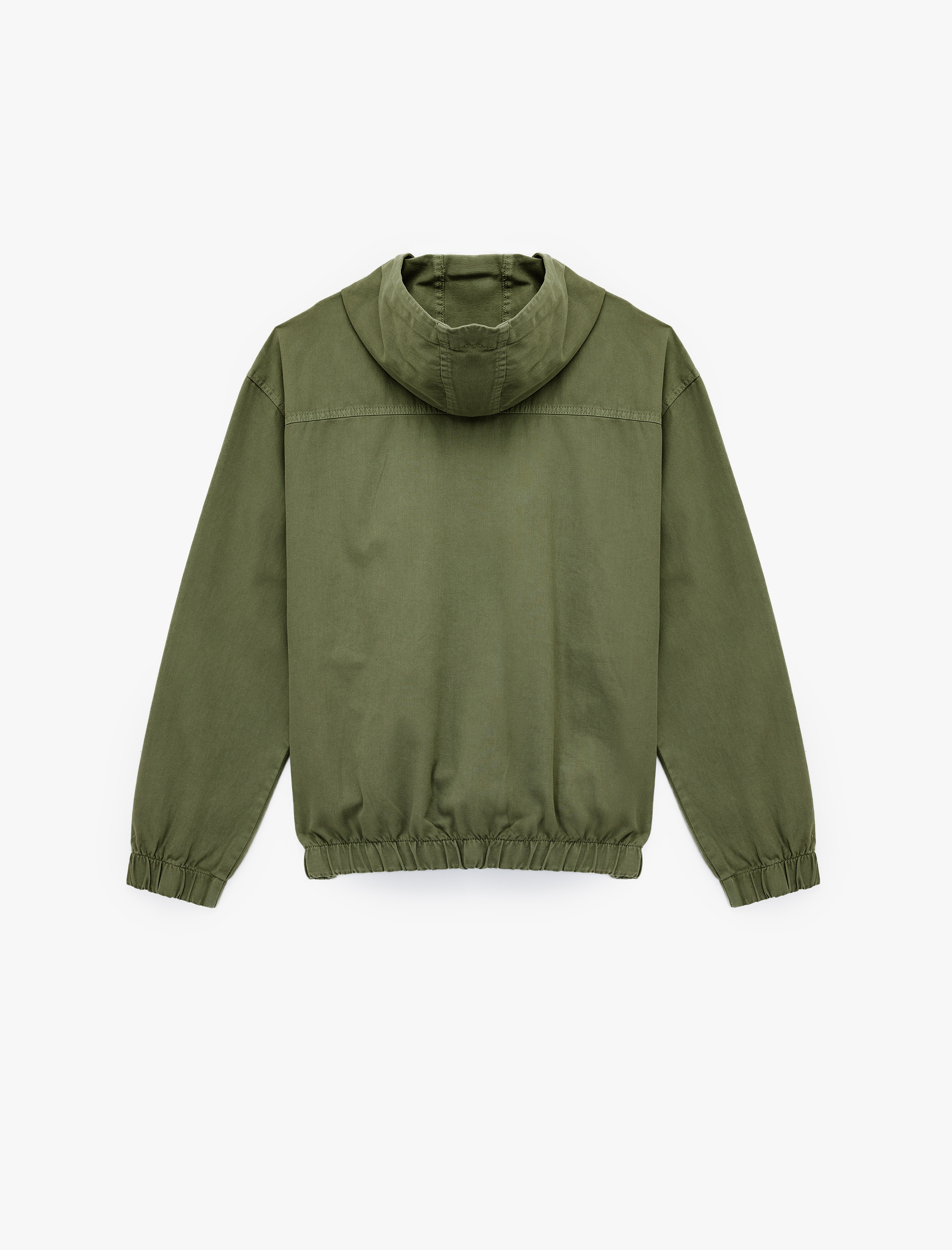   Pamuklu Cepli Uzun Kollu Fermuarlı Oversize Kapşonlu Jean Ceket