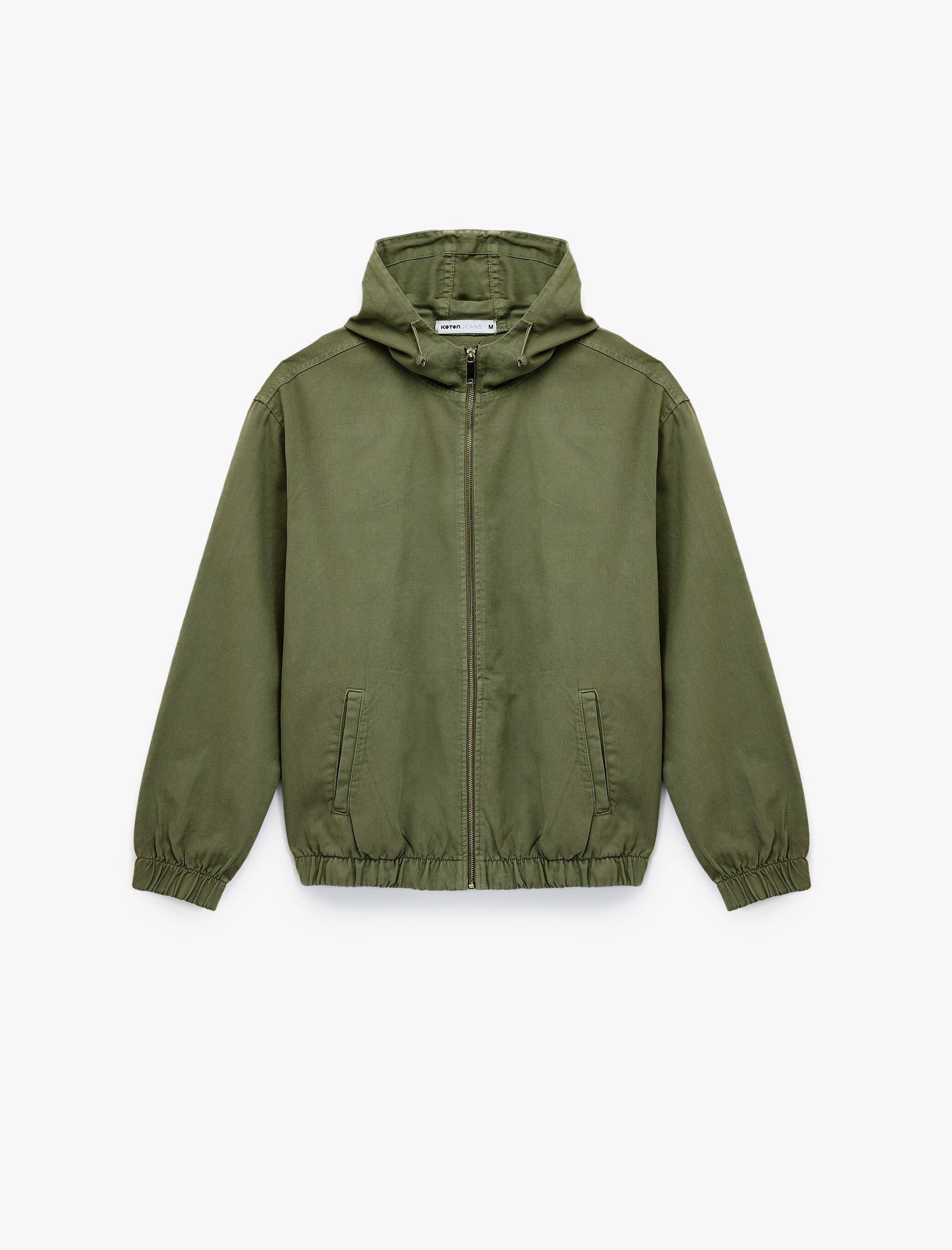   Pamuklu Cepli Uzun Kollu Fermuarlı Oversize Kapşonlu Jean Ceket