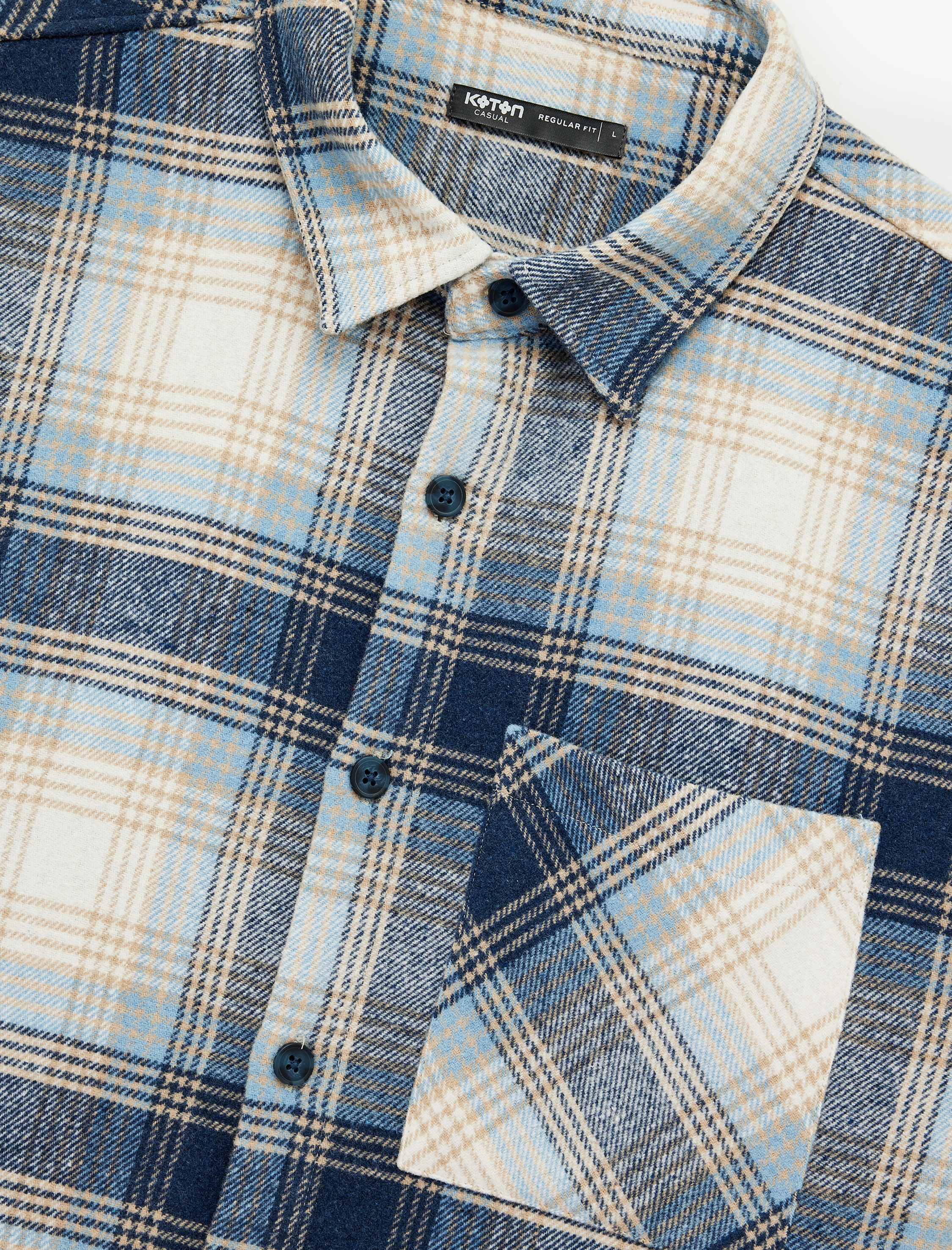   Regular Fit Uzun Kollu Cep Detaylı Klasik Yaka Oduncu Gömleği