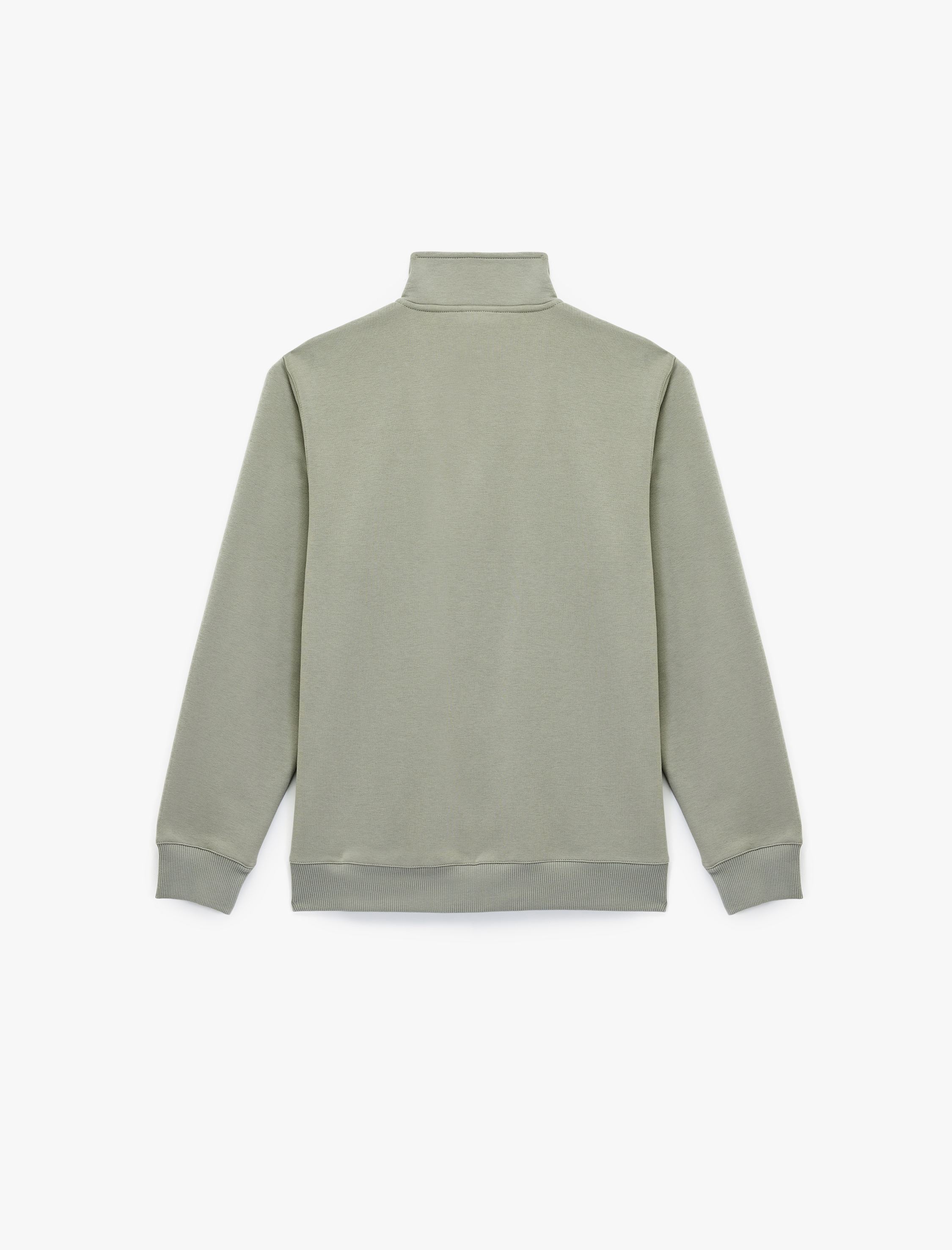 Uzun Kollu Şardonlu Basic Yarım Fermuarlı Sweatshirt