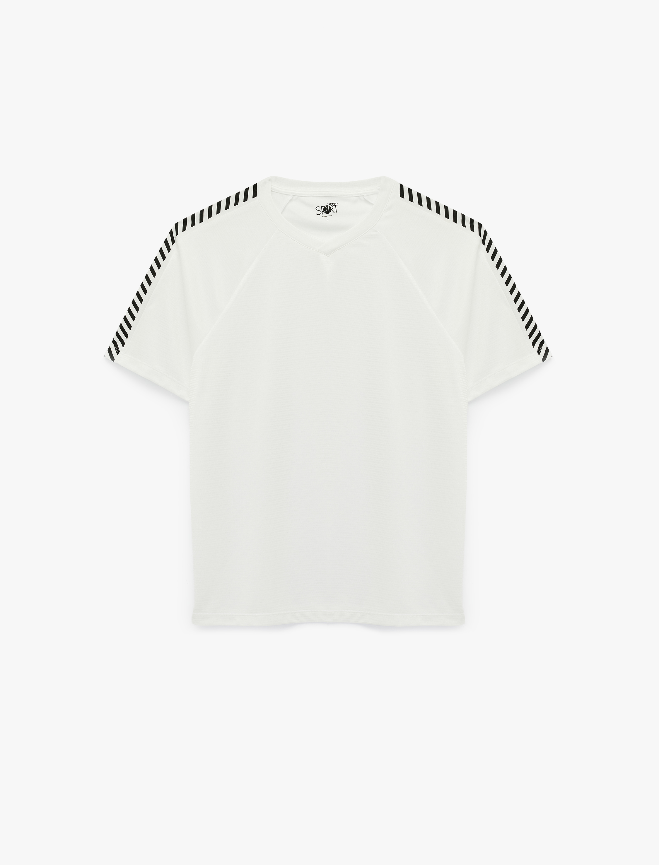   Rahat Kesim Geometrik Baskılı Kısa Kollu V Yaka Spor Tişört