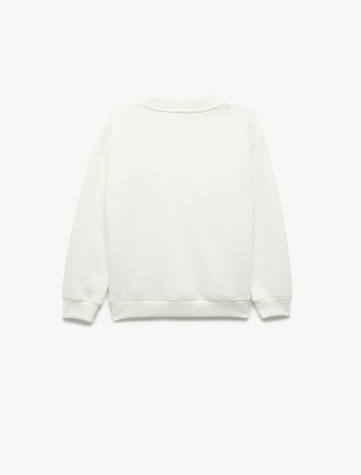 Erkek Çocuk Şardonlu Uzun Kollu Bisiklet Yaka Baskılı Sweatshirt